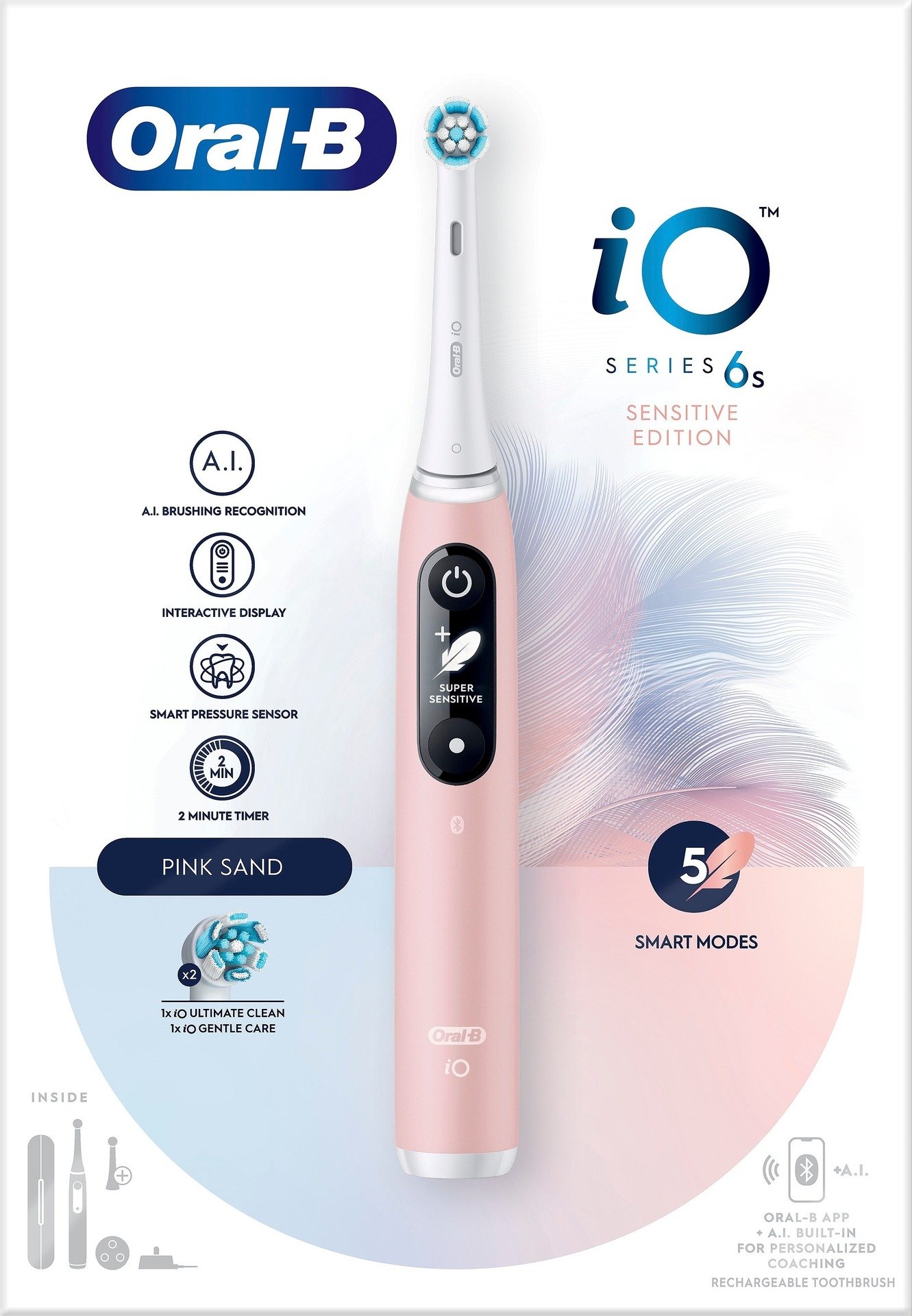 Oral-B iO6S Eltandborste Rosa 1 st sensetive edition