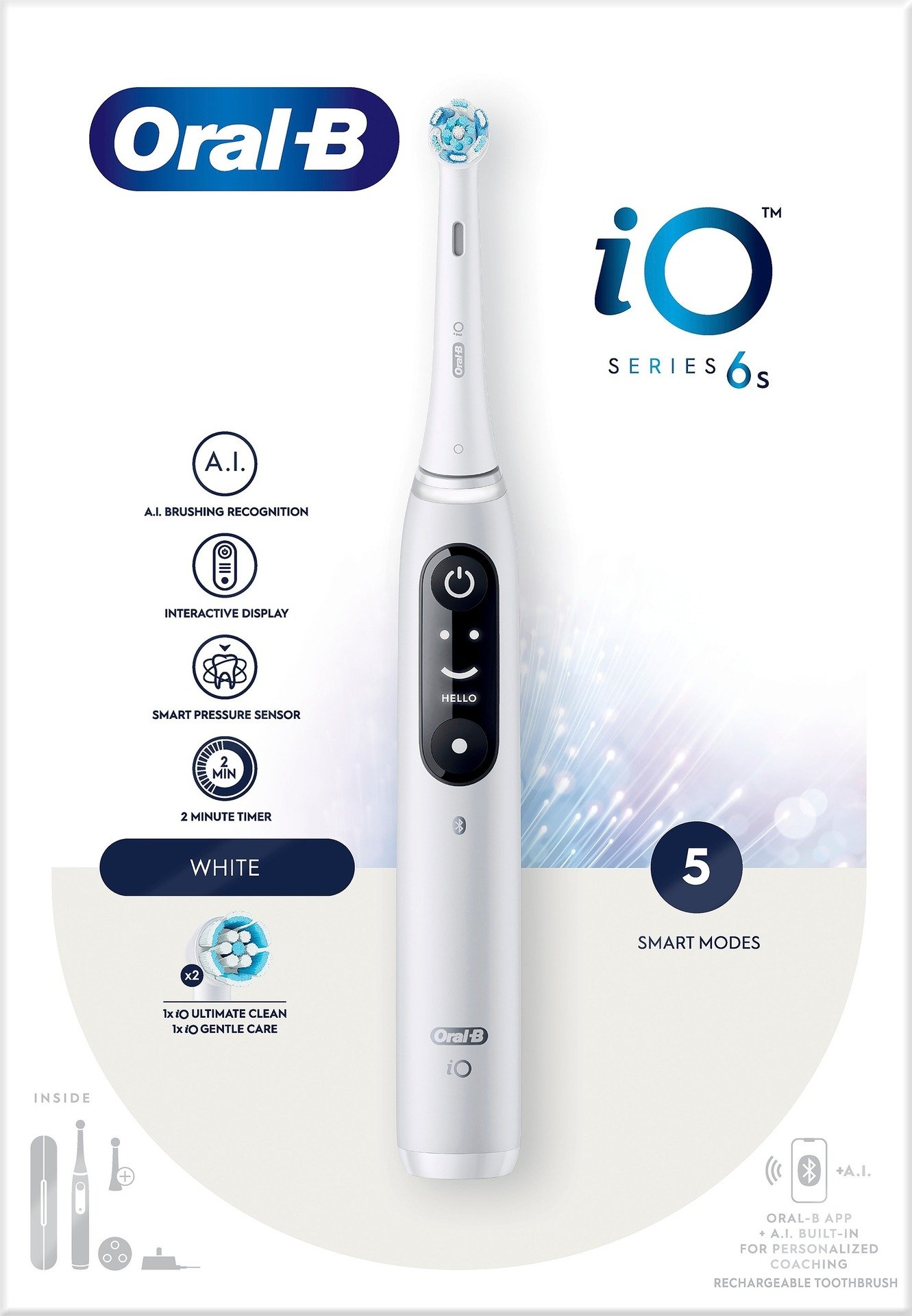 Oral-B iO 6S White Eltandborste Designed By Braun 1 st