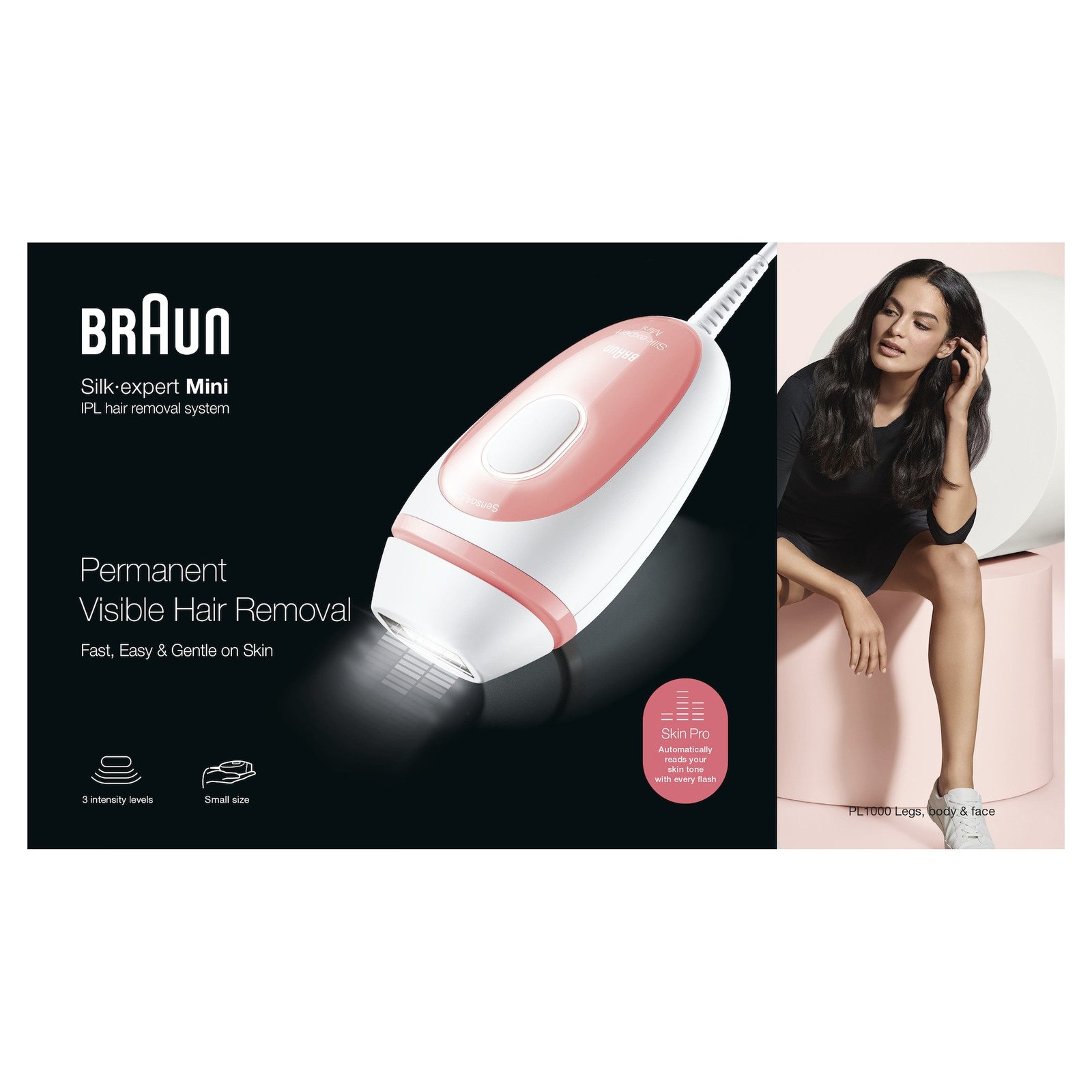 Braun IPL Silk·expert Mini PL1000 Senaste Generationen IPL, Permanent Synlig Hårborttagning