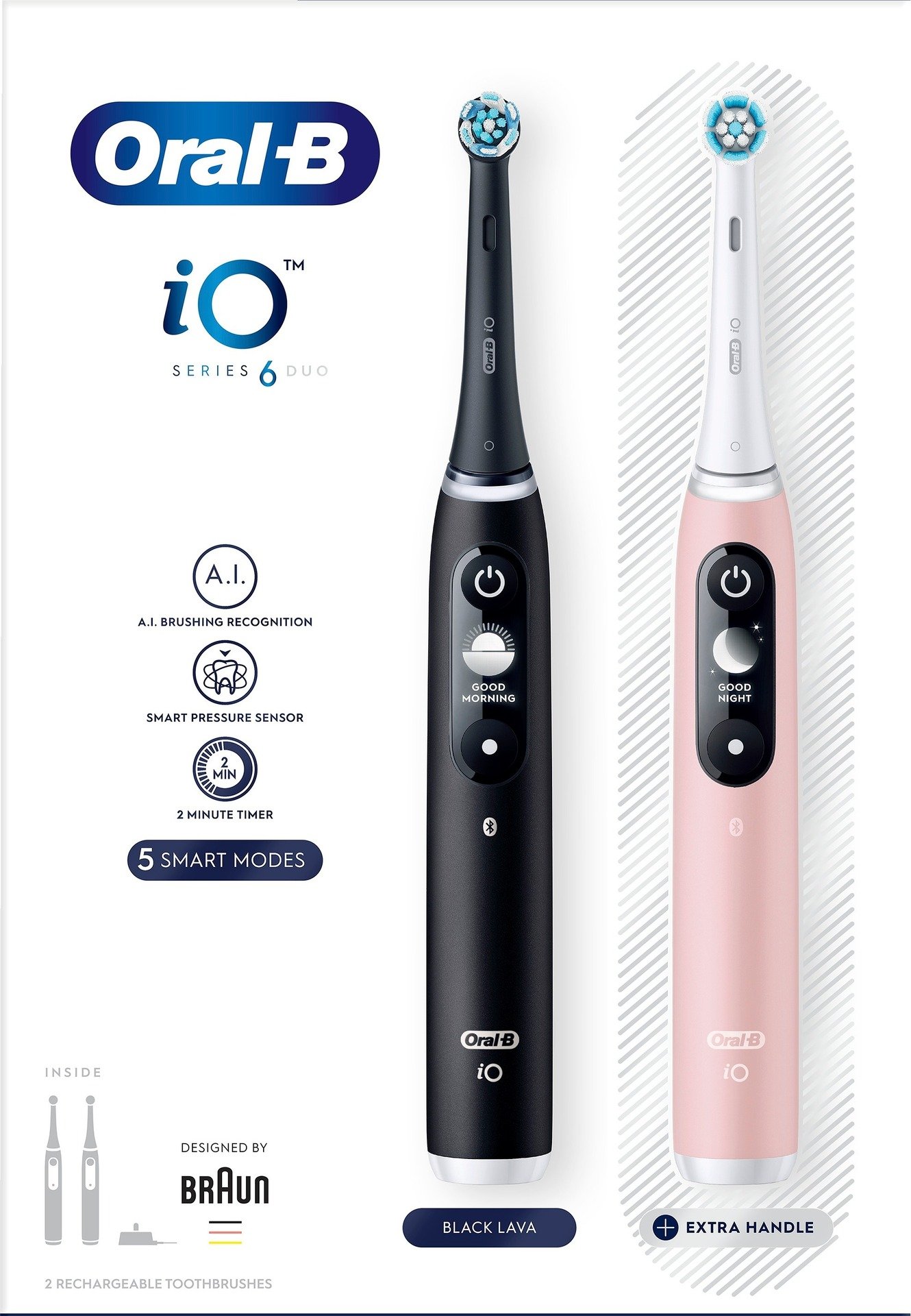 Oral-B iO6 Eltandborste 2-pack Svart och Rosa
