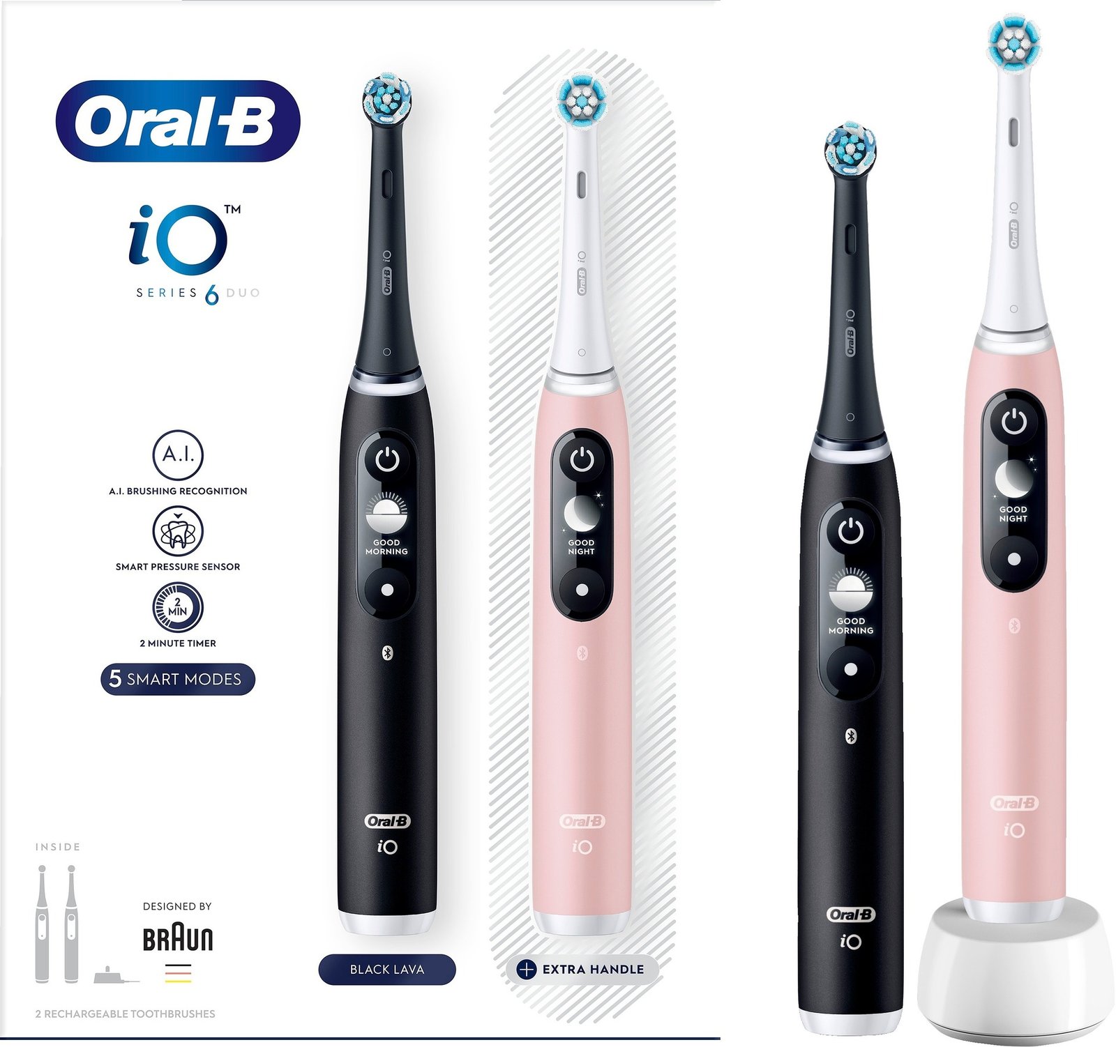 Oral-B iO6 Eltandborste 2-pack Svart och Rosa