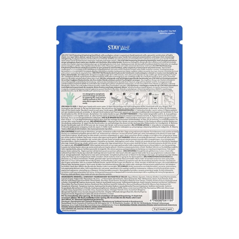 STAY Well Protecting & Hydrating Hand Mask Eucalyptus 1 par