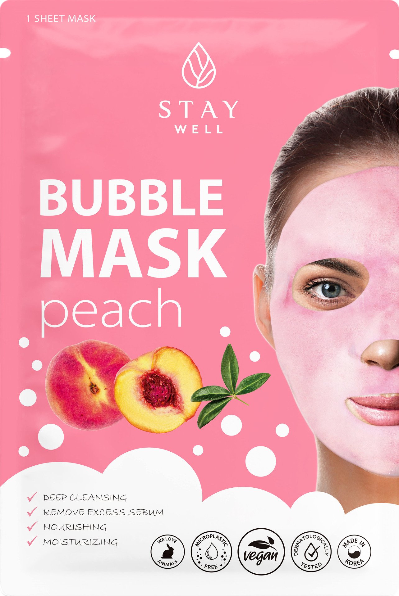STAY Well Deep Cleansing Bubble Mask Peach 1 st