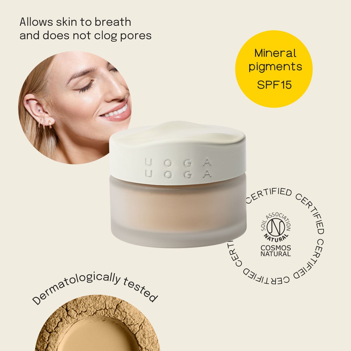 Uoga Uoga Mineral Foundation Powder SPF15 Linden Honey 10g