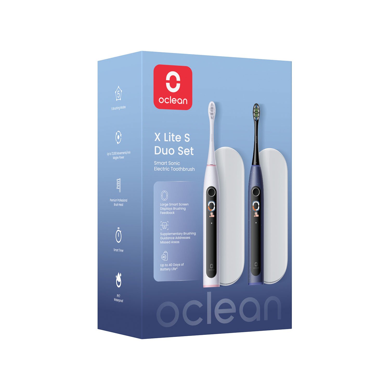 Oclean Elektrisk Tandborste X Lite S Duo Set Mörkblå+Grå