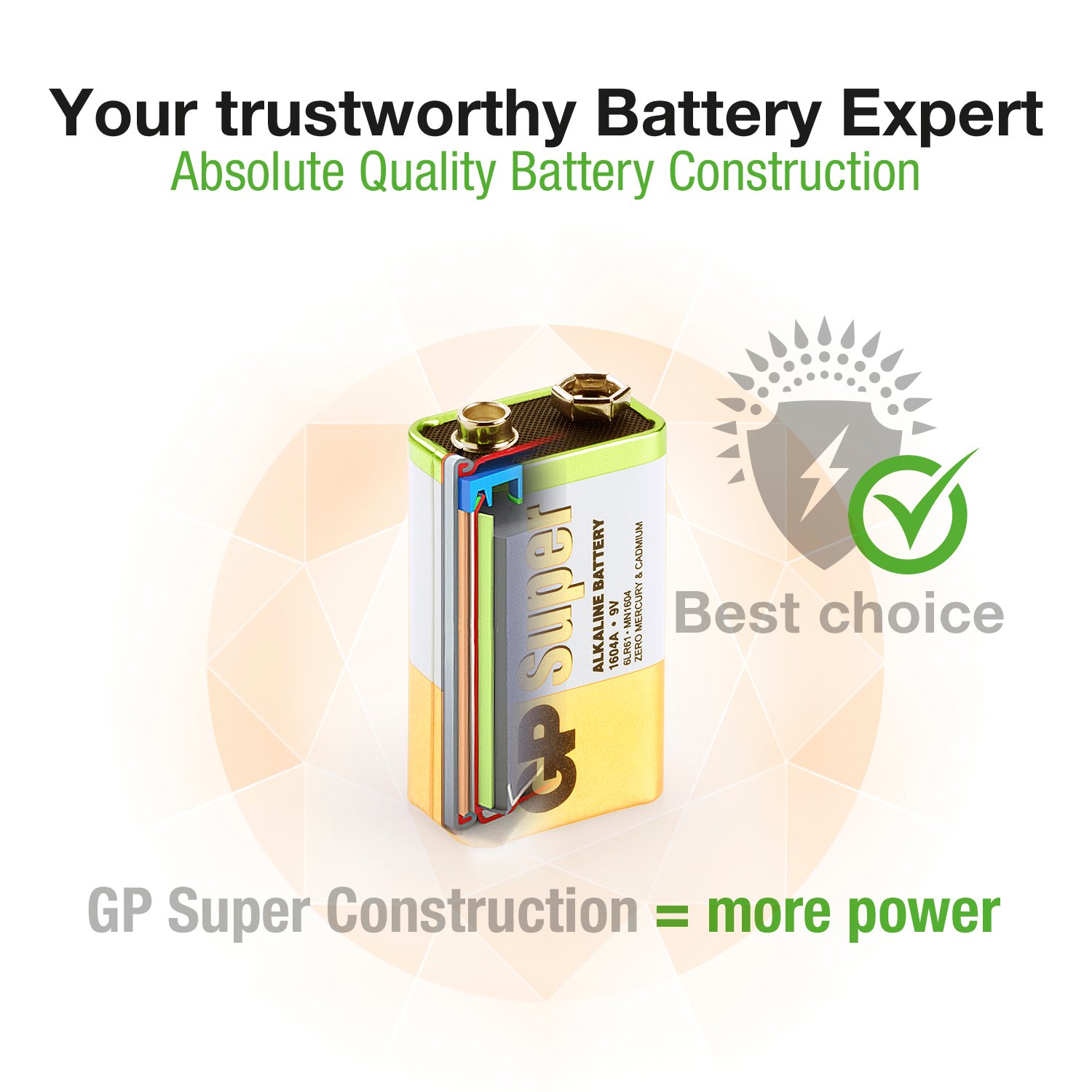 GP Super Alkaline 9V-batteri 1604A/6LF22 1 st