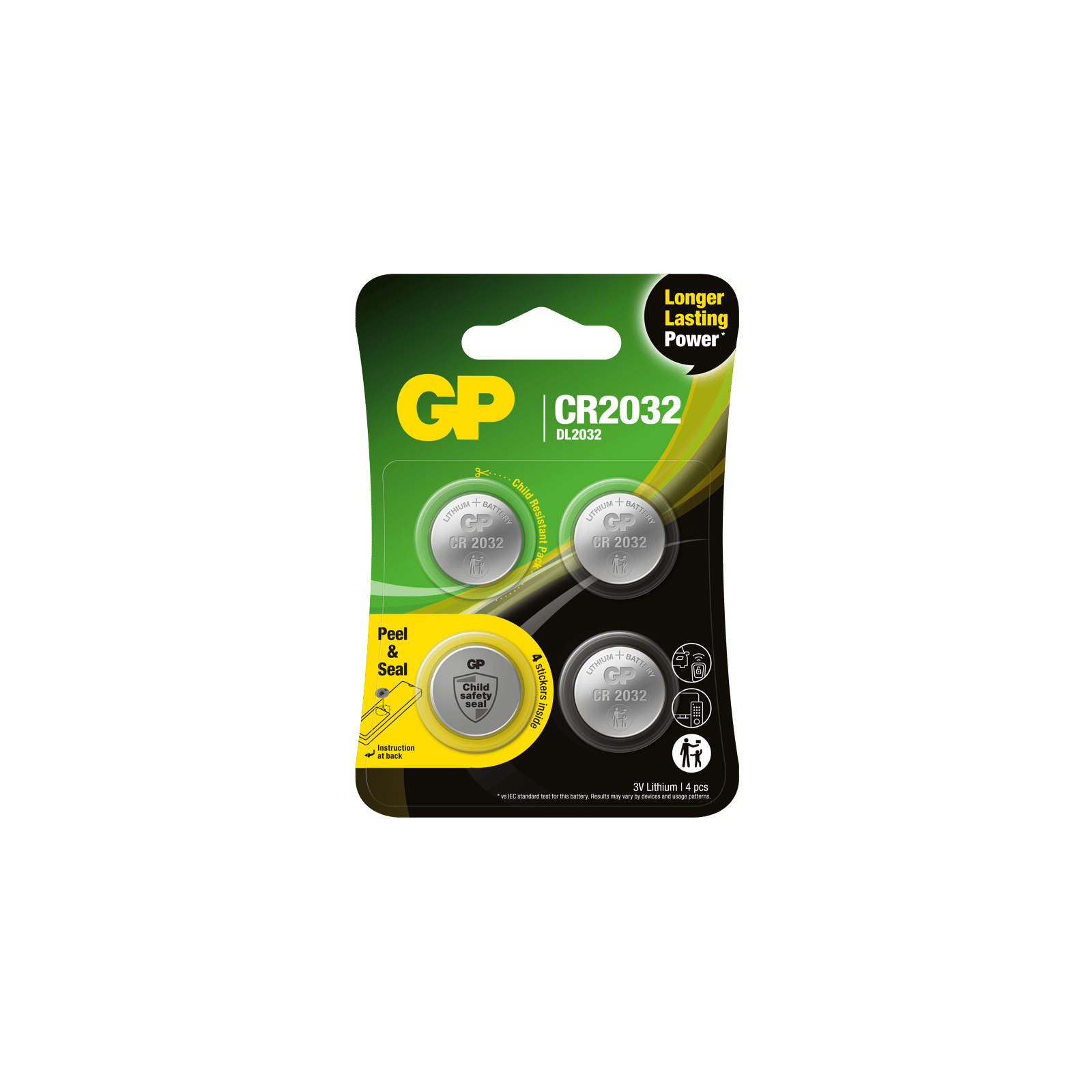 GP Batteries Knappcell Litium CR2032 Safety seal 4 st