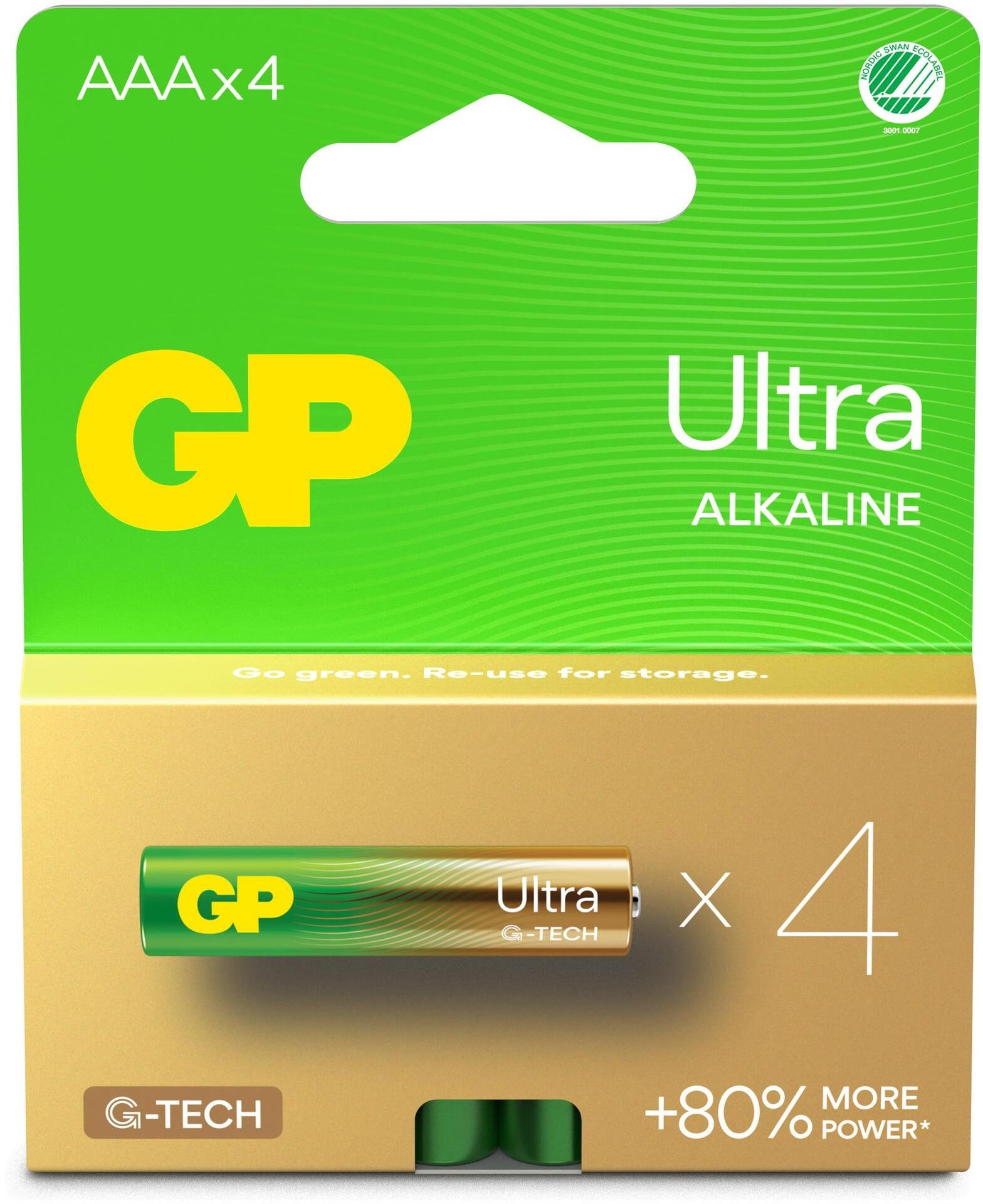 GP Batteries Ultra Alkaline AAA LR03 Svanenmärkt 4 st