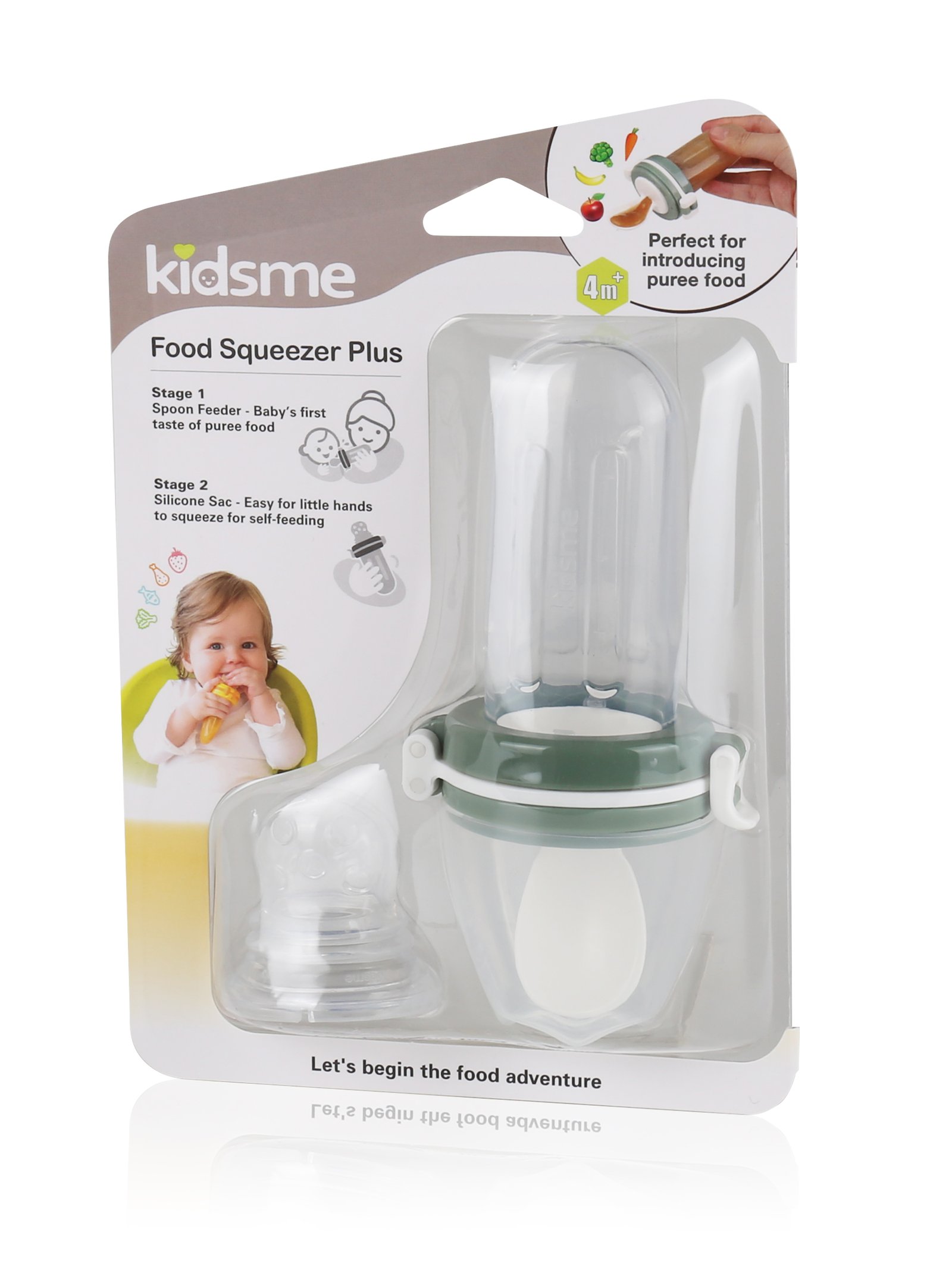 Kidsme Food Squeezer & Sked Grå 1 st