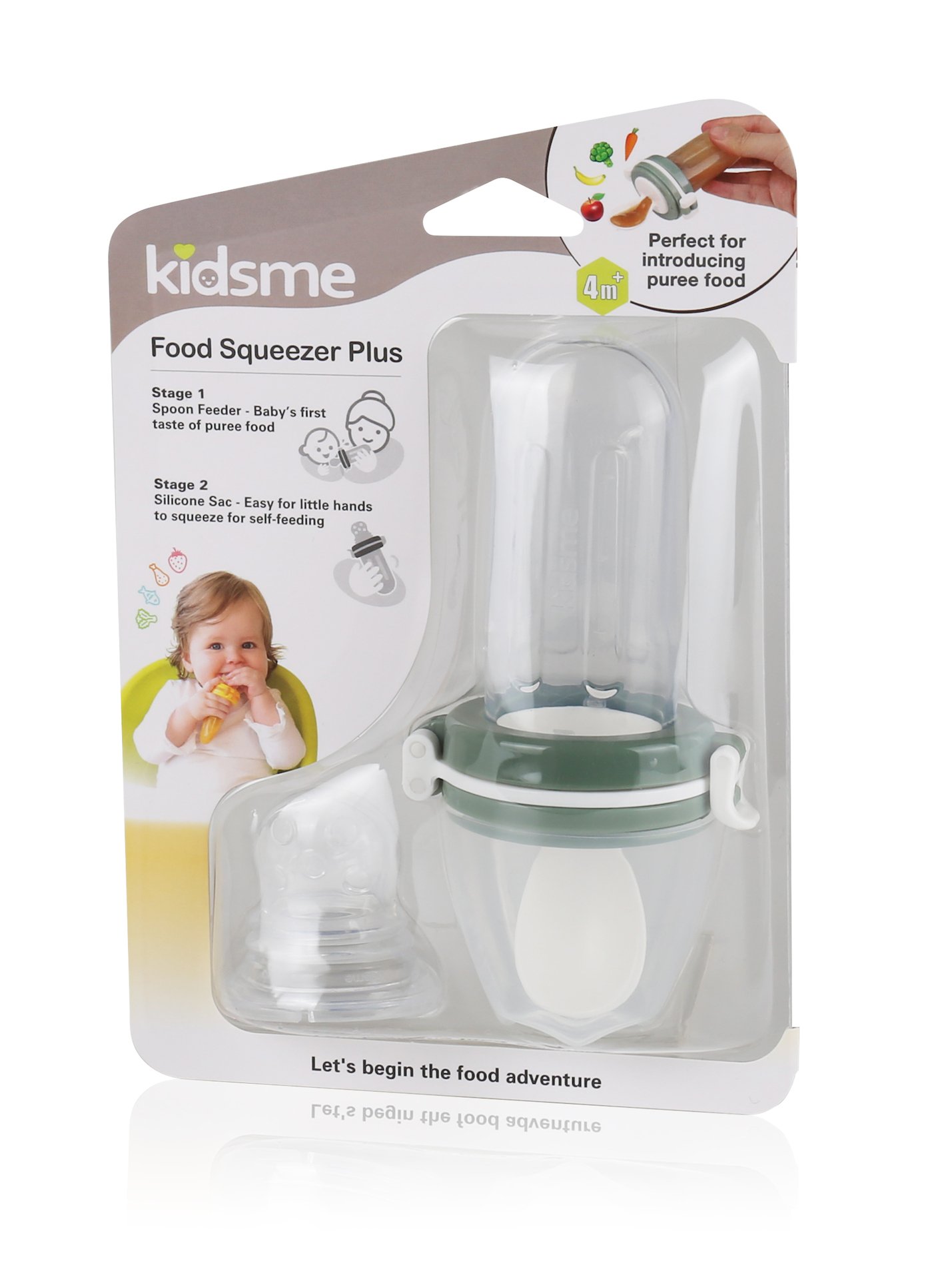 Kidsme Food Squeezer & Sked Grå 1 st