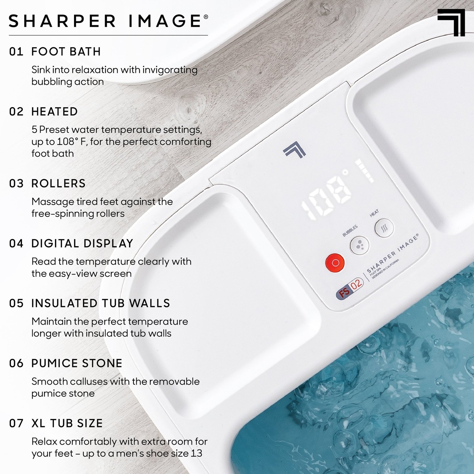 Sharper Image Massager Foot Bath Heating with LCD