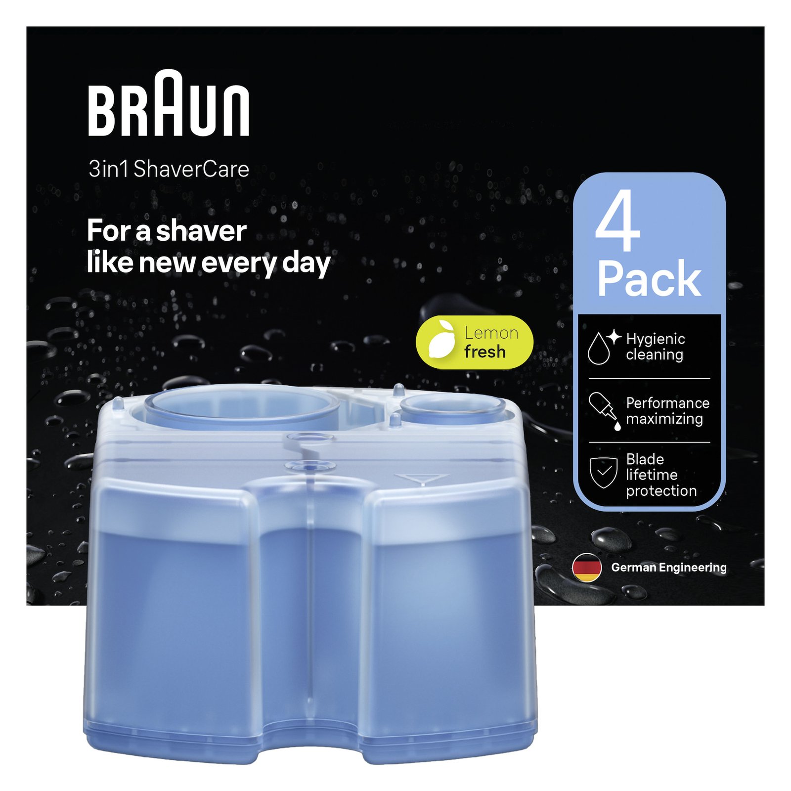 Braun 3in1 ShaverCare Refiller Hygienisk rengöring för SmartCare Center, 4‑pack