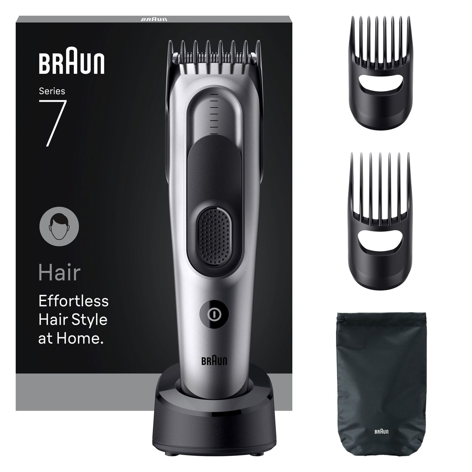 Braun Hårklippare Series 7, +5 Stylingverktyg, HC7590, Grå