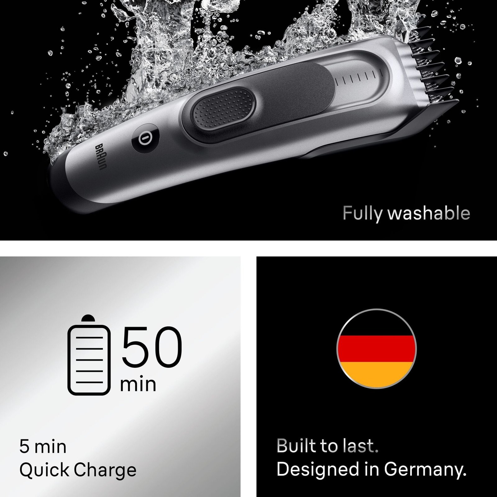 Braun Hårklippare Series 7, +5 Stylingverktyg, HC7590, Grå