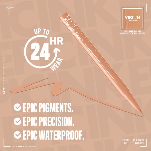 NYX Professional Makeup Epic Ink Liner Vattenfast Eyelinerpenna 06 Lil Toasty 1 ml