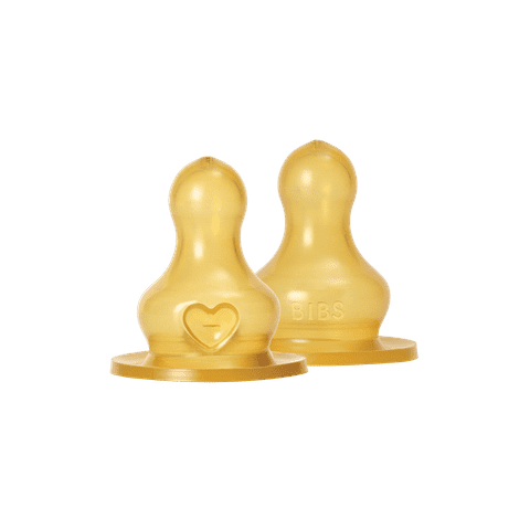 BIBS Baby Bottle Nipple Round Latex Slow Flow 2-pack