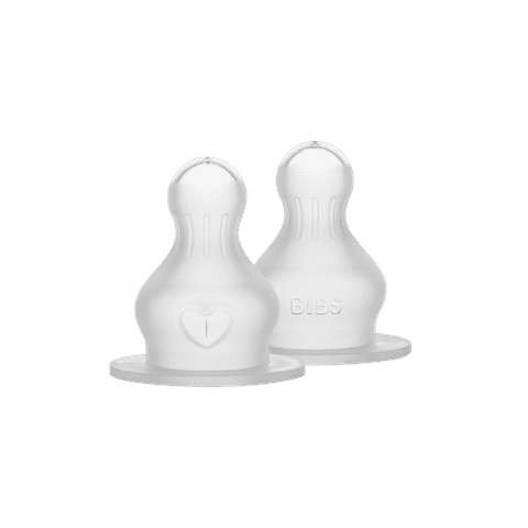BIBS Baby Bottle Nipple Round Silicone Medium Flow 2-pack