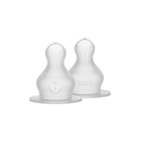 BIBS Baby Bottle Nipple Round Silicone Fast Flow 2-pack