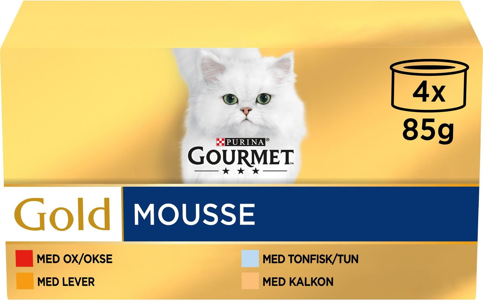 Purina Gourmet Gold Oxkött, Tonfisk, Lever & Kalkon Mousse 4 x 85 g