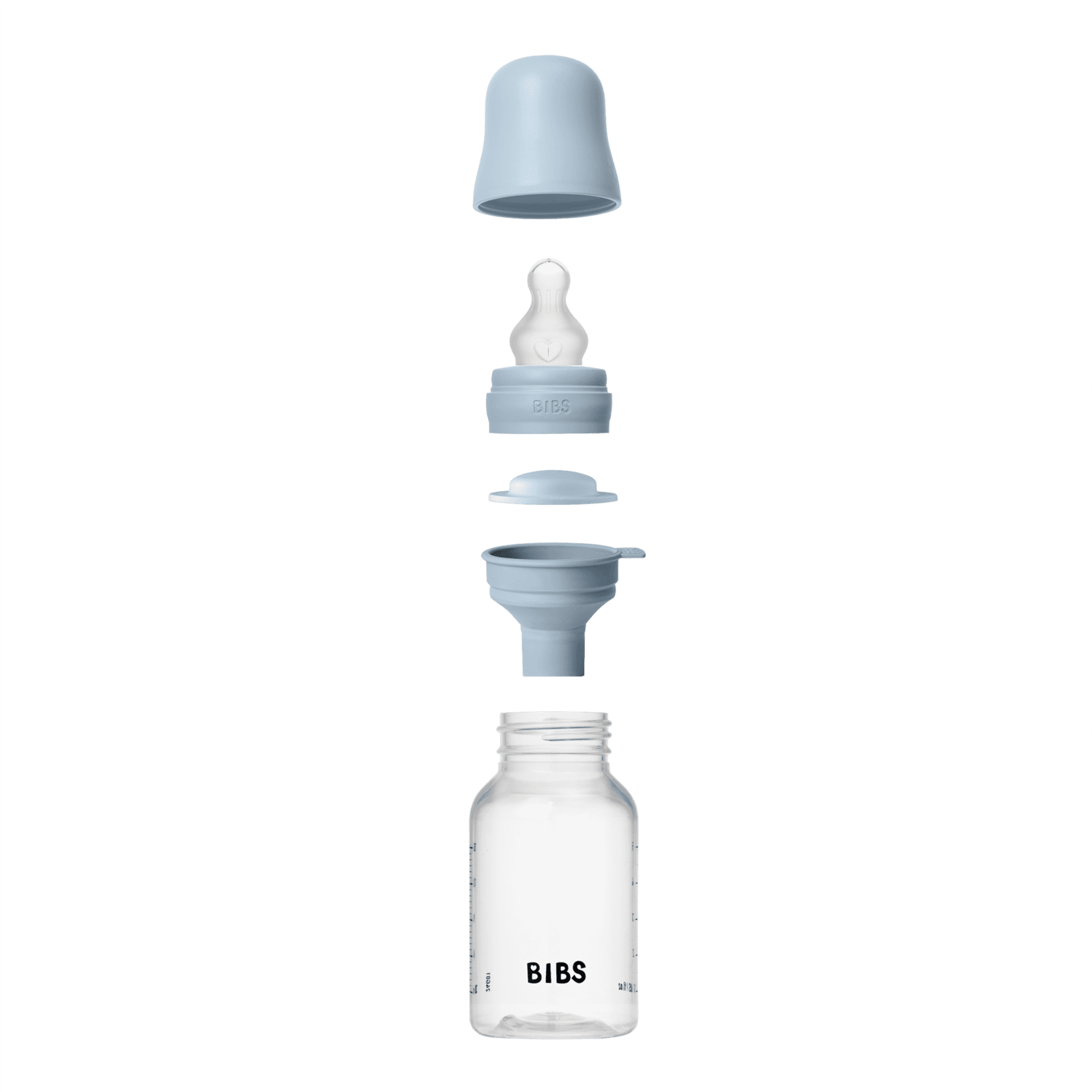 BIBS Baby Bottle Round Silicone Slow Flow Baby Blue 150 ml