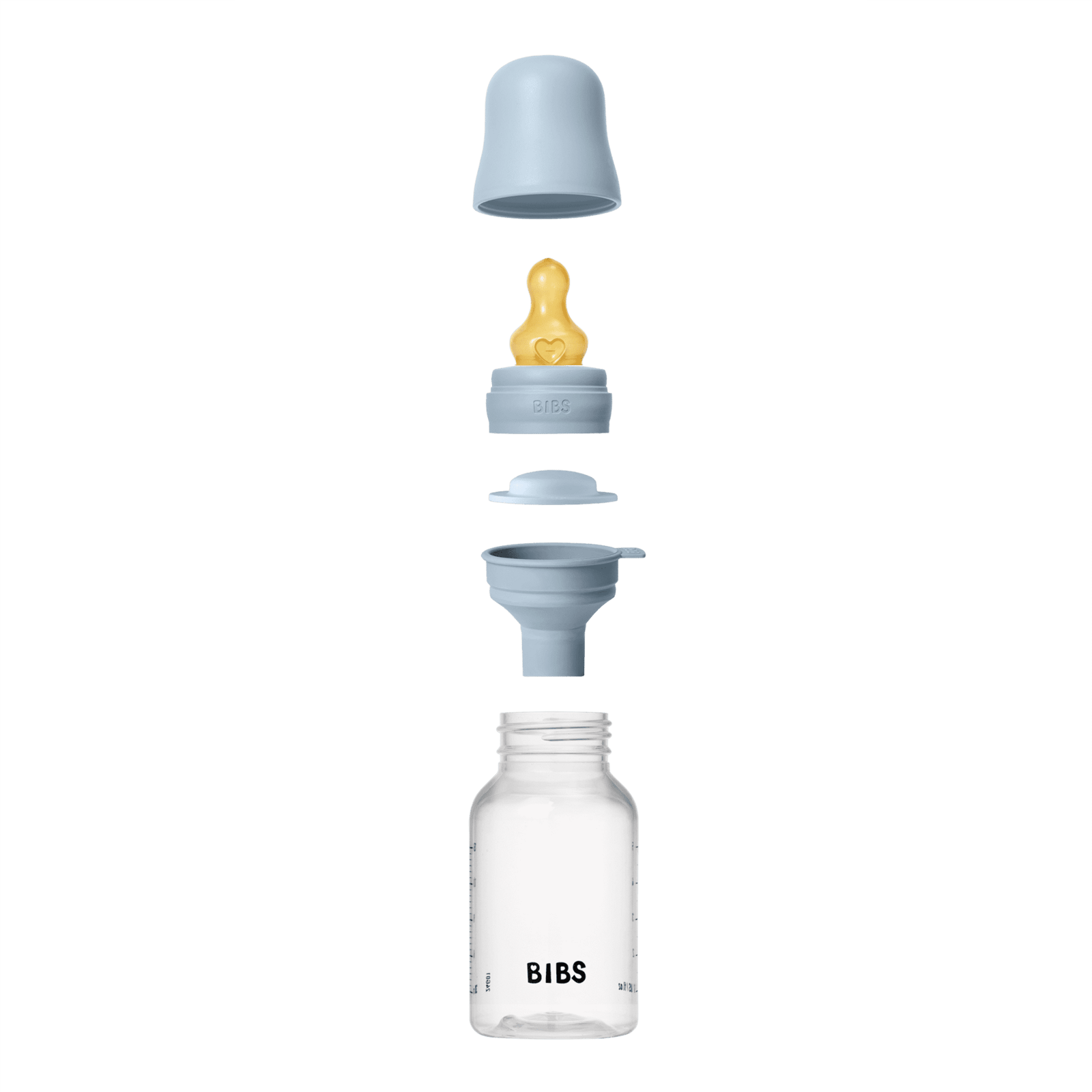BIBS Baby Bottle Round Latex Slow Flow Baby Blue 150 ml