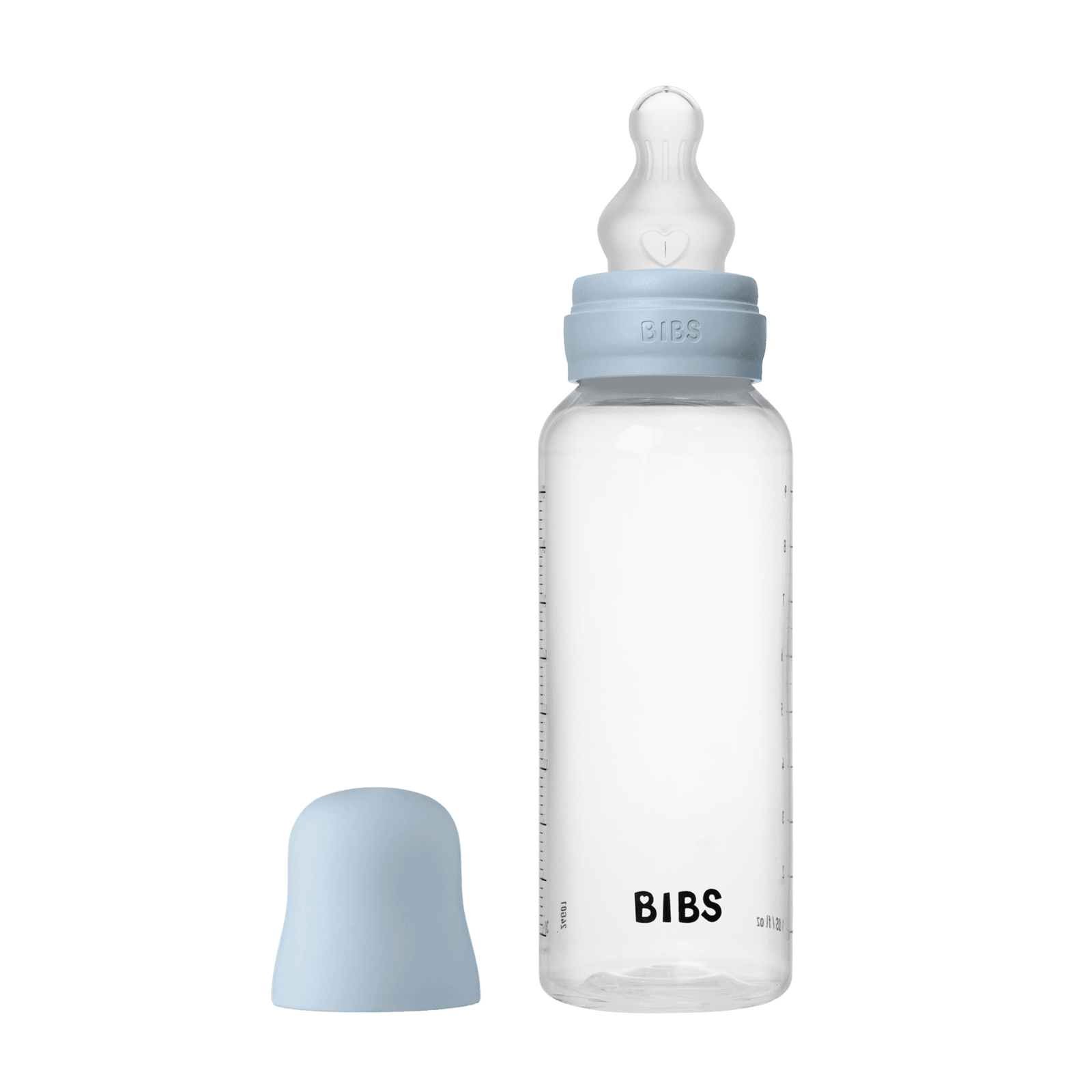 BIBS Baby Bottle Round Silicone Medium Flow Baby Blue 270 ml