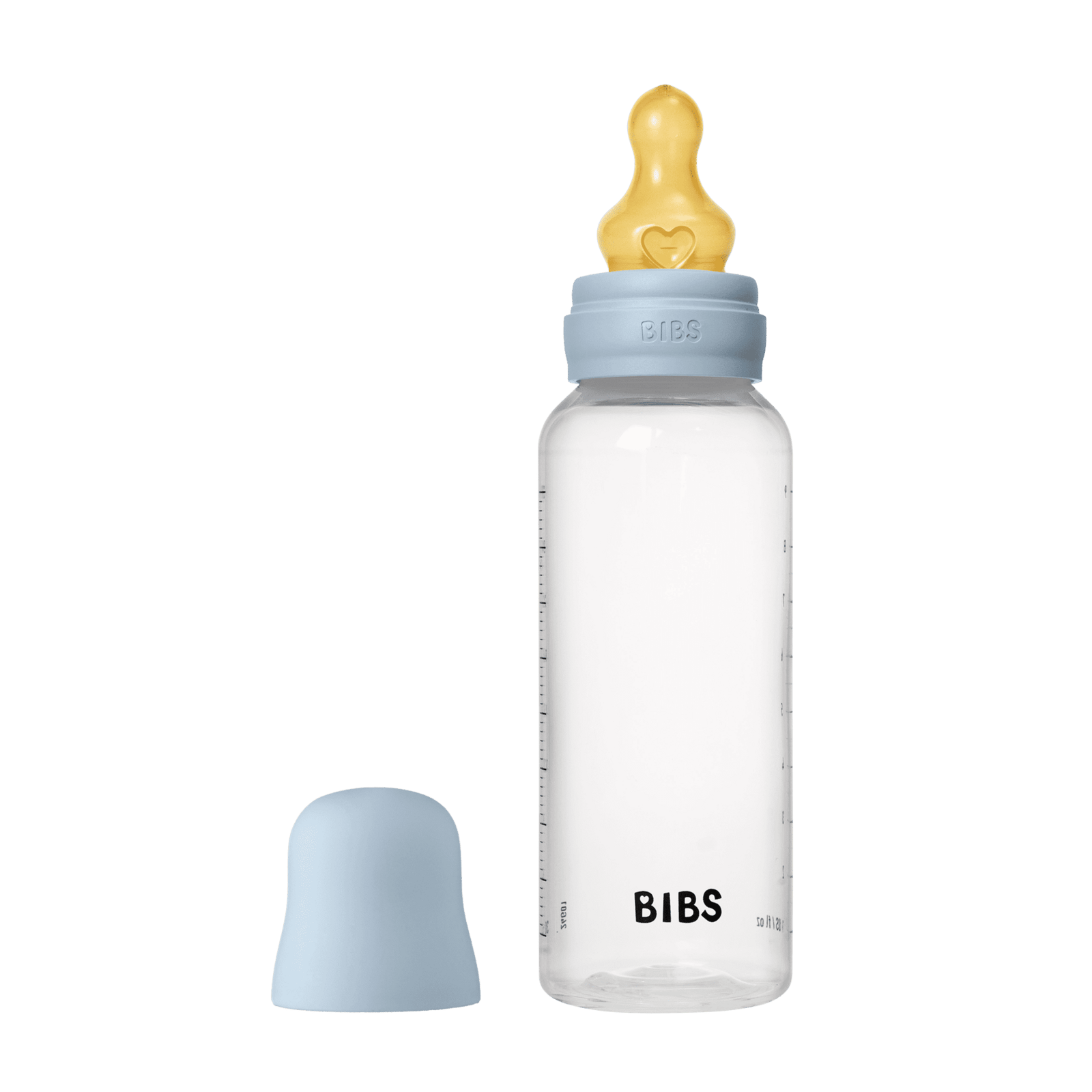 BIBS Baby Bottle Round Latex Medium Flow Baby Blue 270 ml