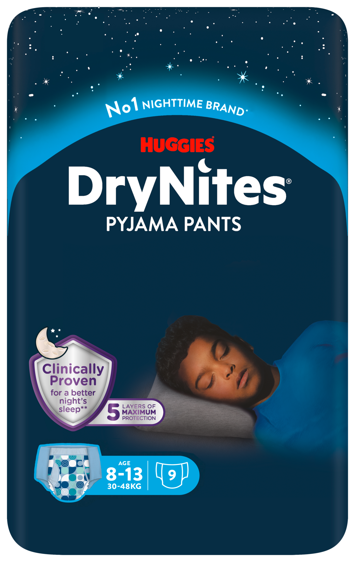 DryNites Nattblöja pojke, 8-13 år (30-48 kg) 9 st