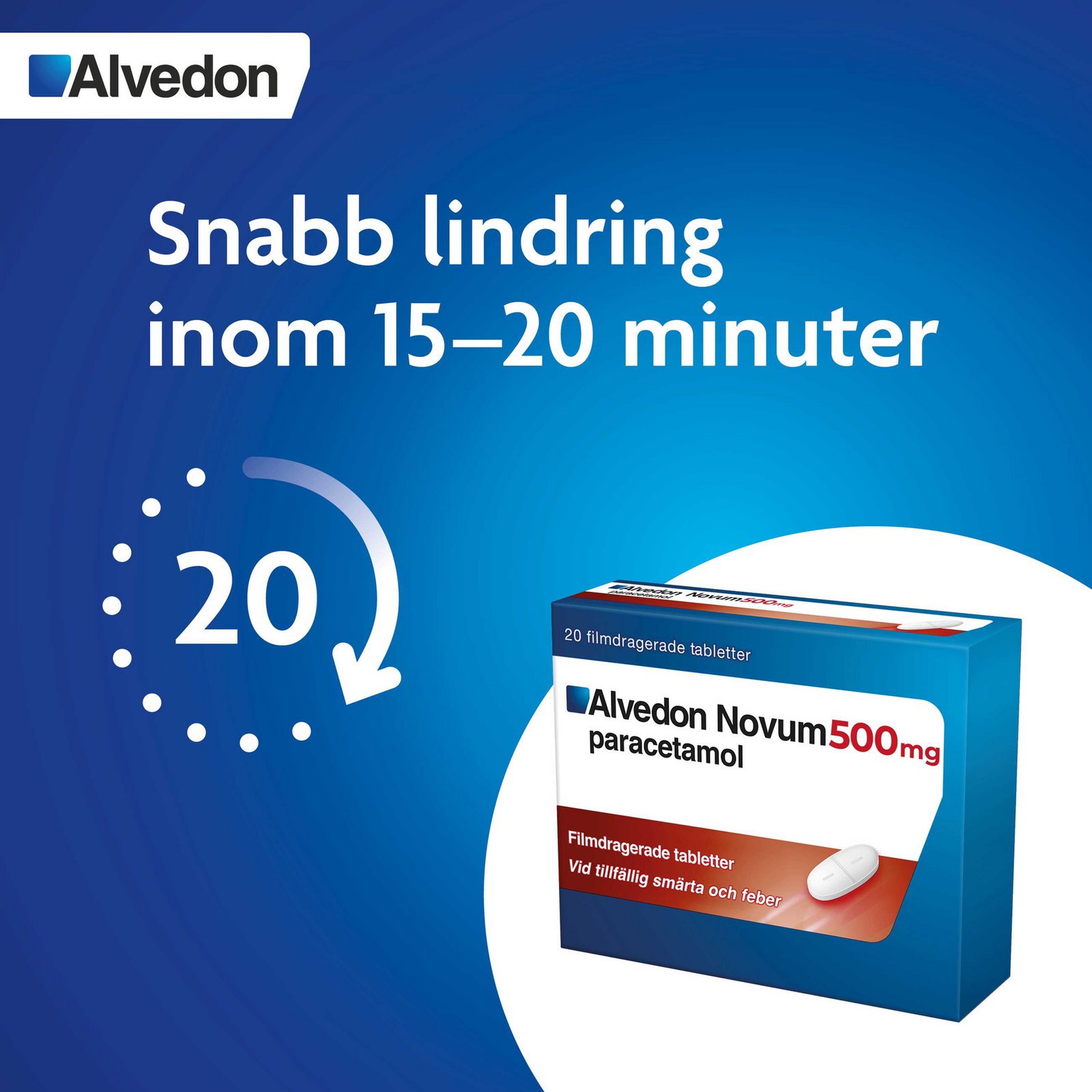 Alvedon Novum 500 mg Paracetamol Filmdragerade Tabletter 20 st