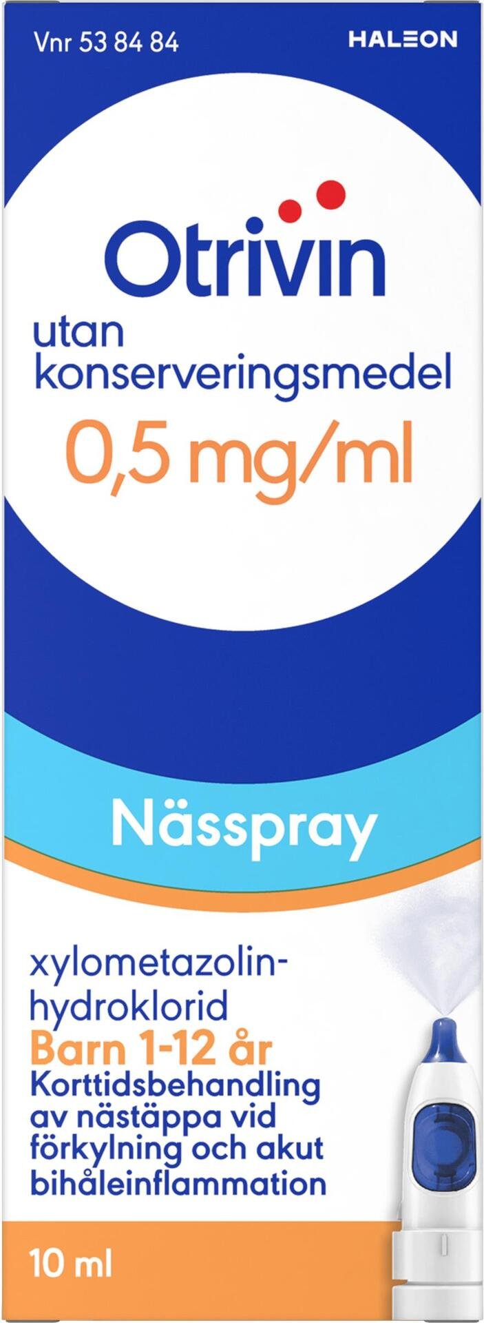 Otrivin Barn Nässpray utan konserveringsmedel 0.5mg/ml 10 ml