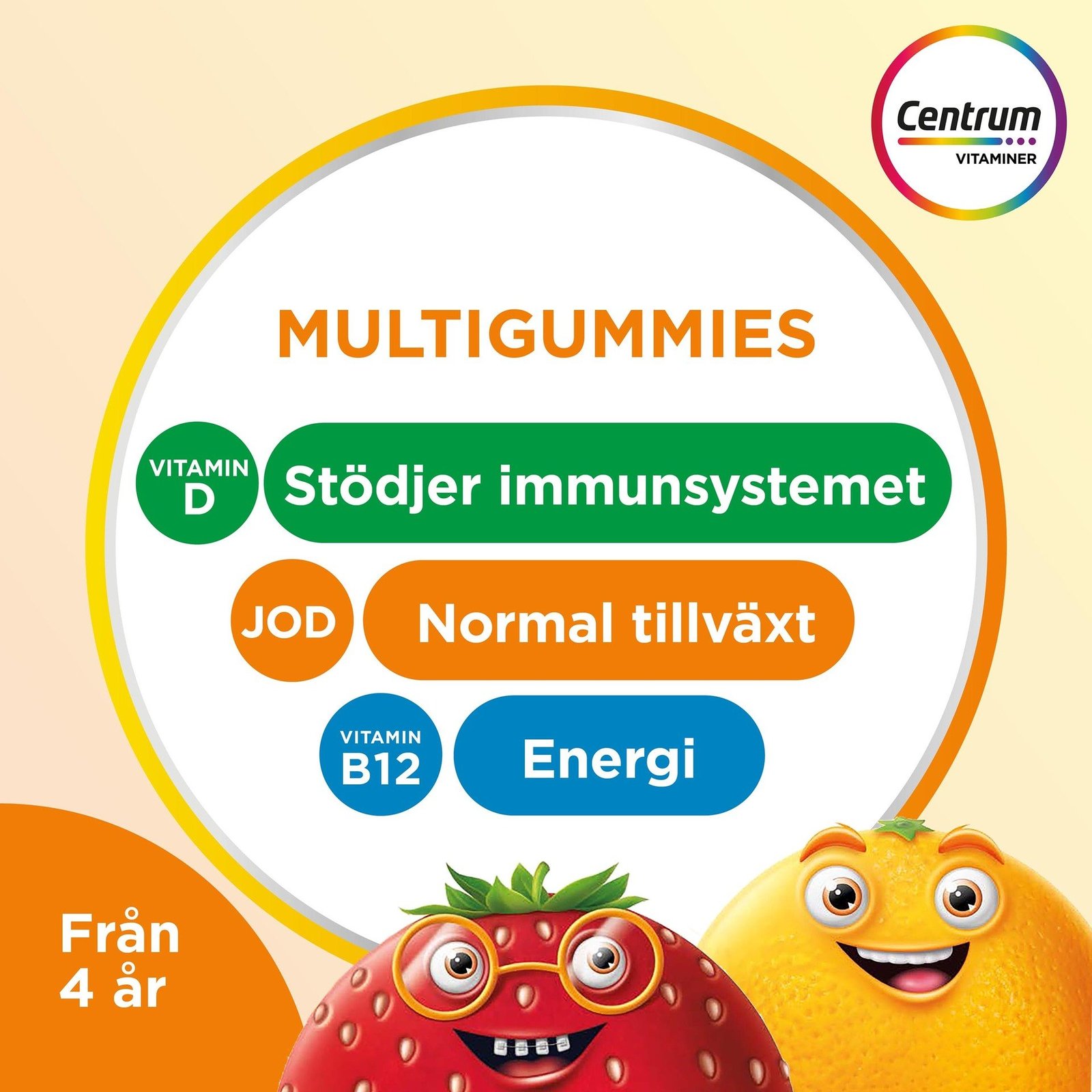 Centrum Barn Multivitamin Gummies Jordgubb & Apelsin 60 gummies