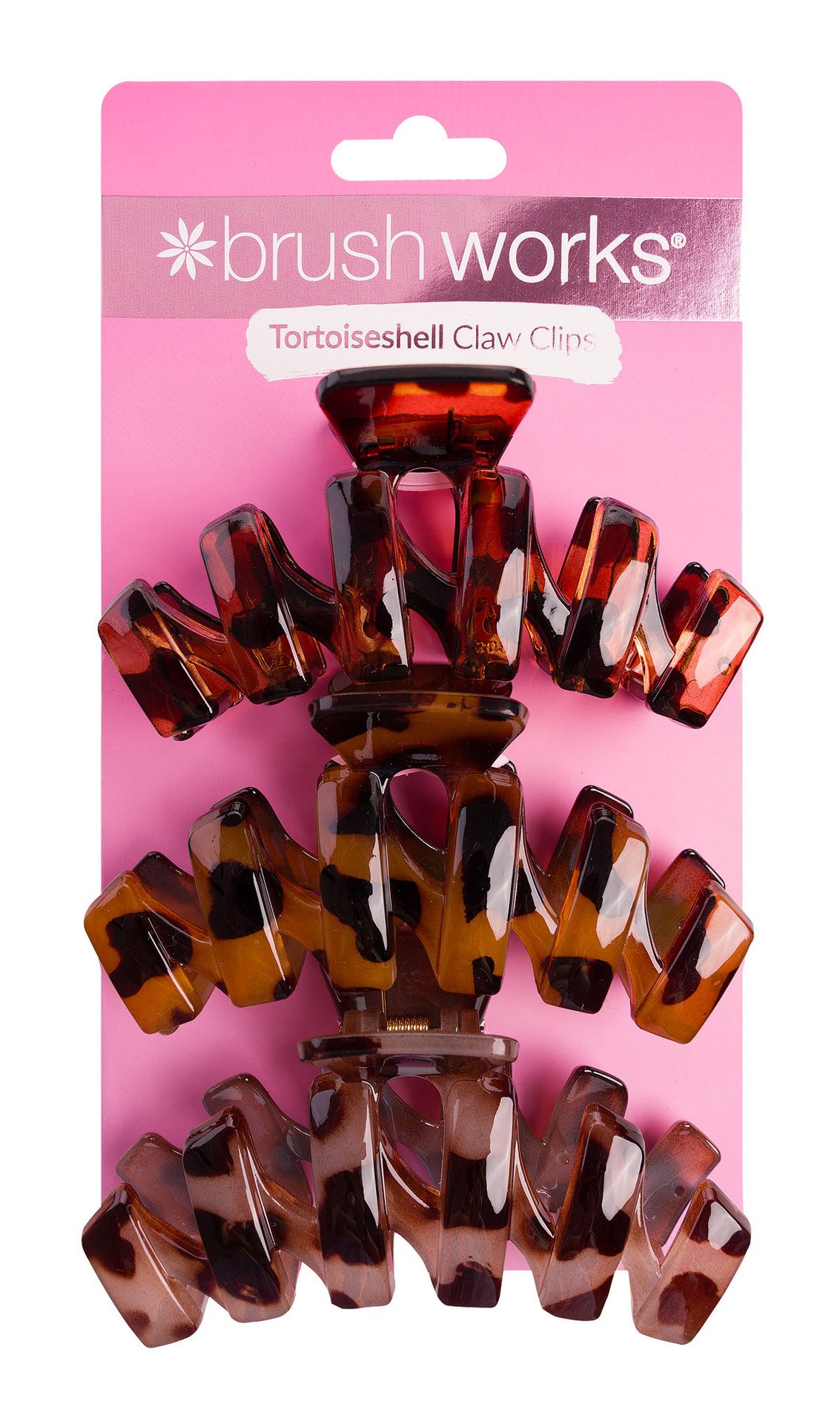 Brushworks Tortoiseshell Claw Clips 3 st