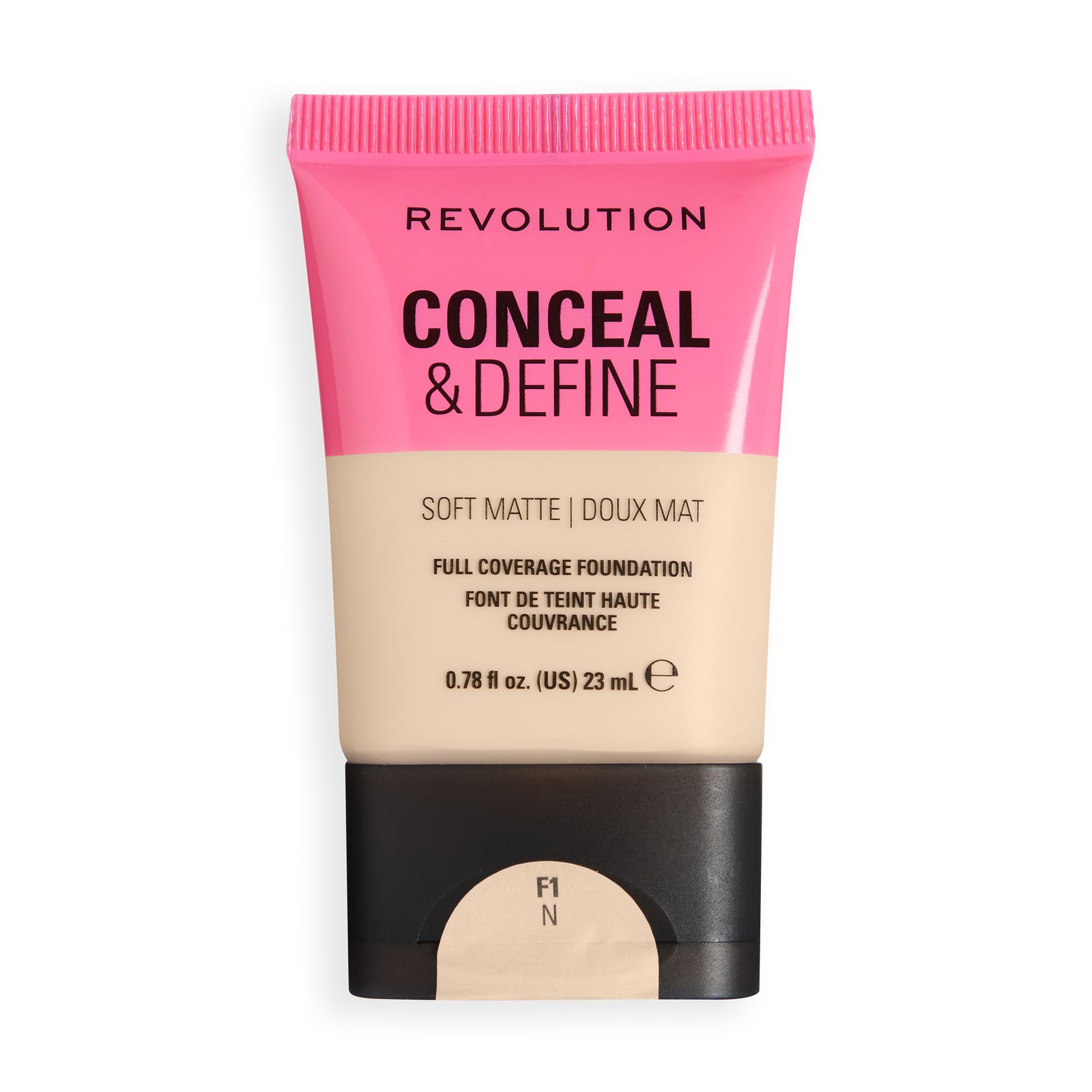 Revolution Conceal and Define Soft Matte Tube Foundation F1N, 23 ml