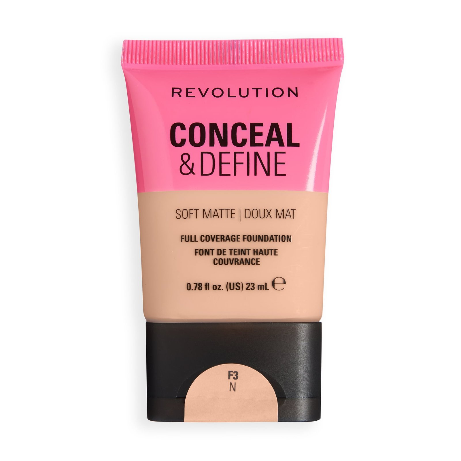 Revolution Conceal and Define Soft Matte Tube Foundation F3N, 23 ml