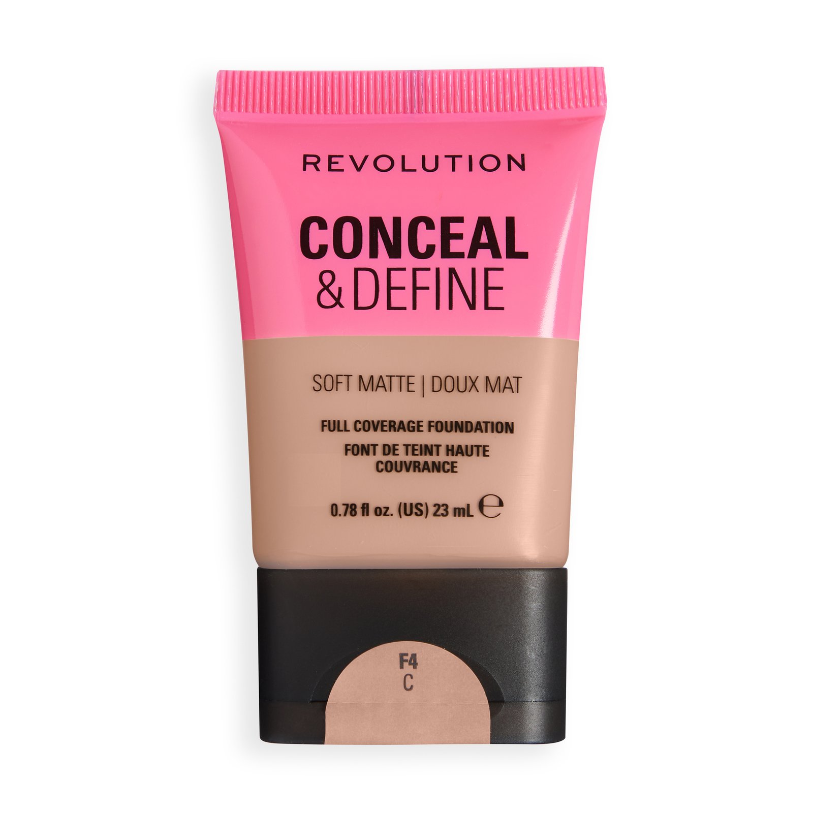 Revolution Conceal and Define Soft Matte Tube Foundation F4C, 23 ml