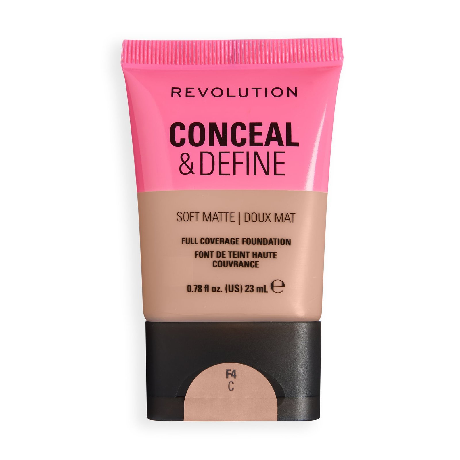 Revolution Conceal and Define Soft Matte Tube Foundation F4C, 23 ml