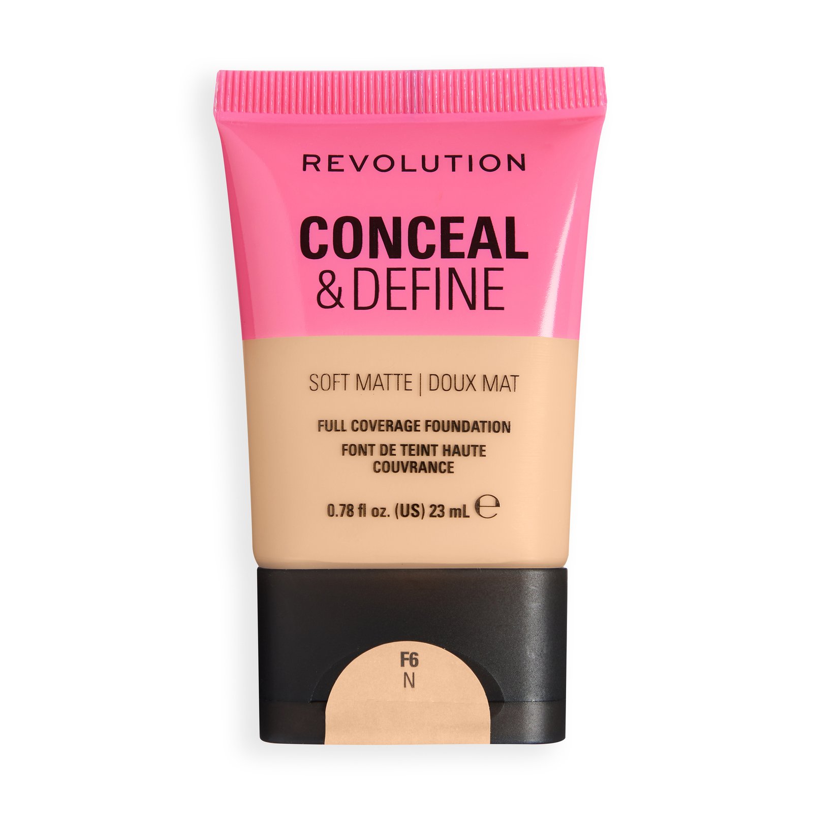 Revolution Conceal and Define Soft Matte Tube Foundation F6N, 23 ml