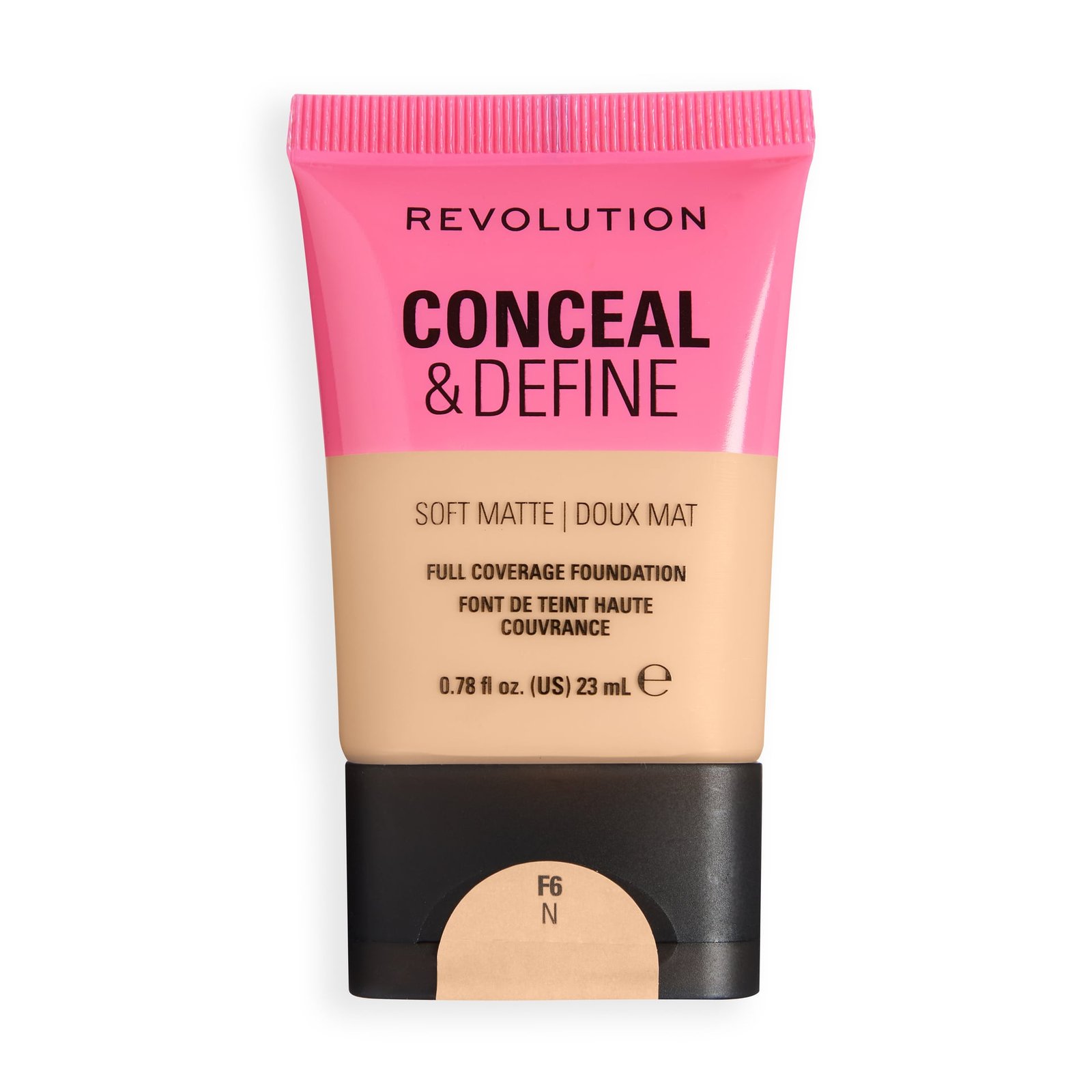 Revolution Conceal and Define Soft Matte Tube Foundation F6N, 23 ml