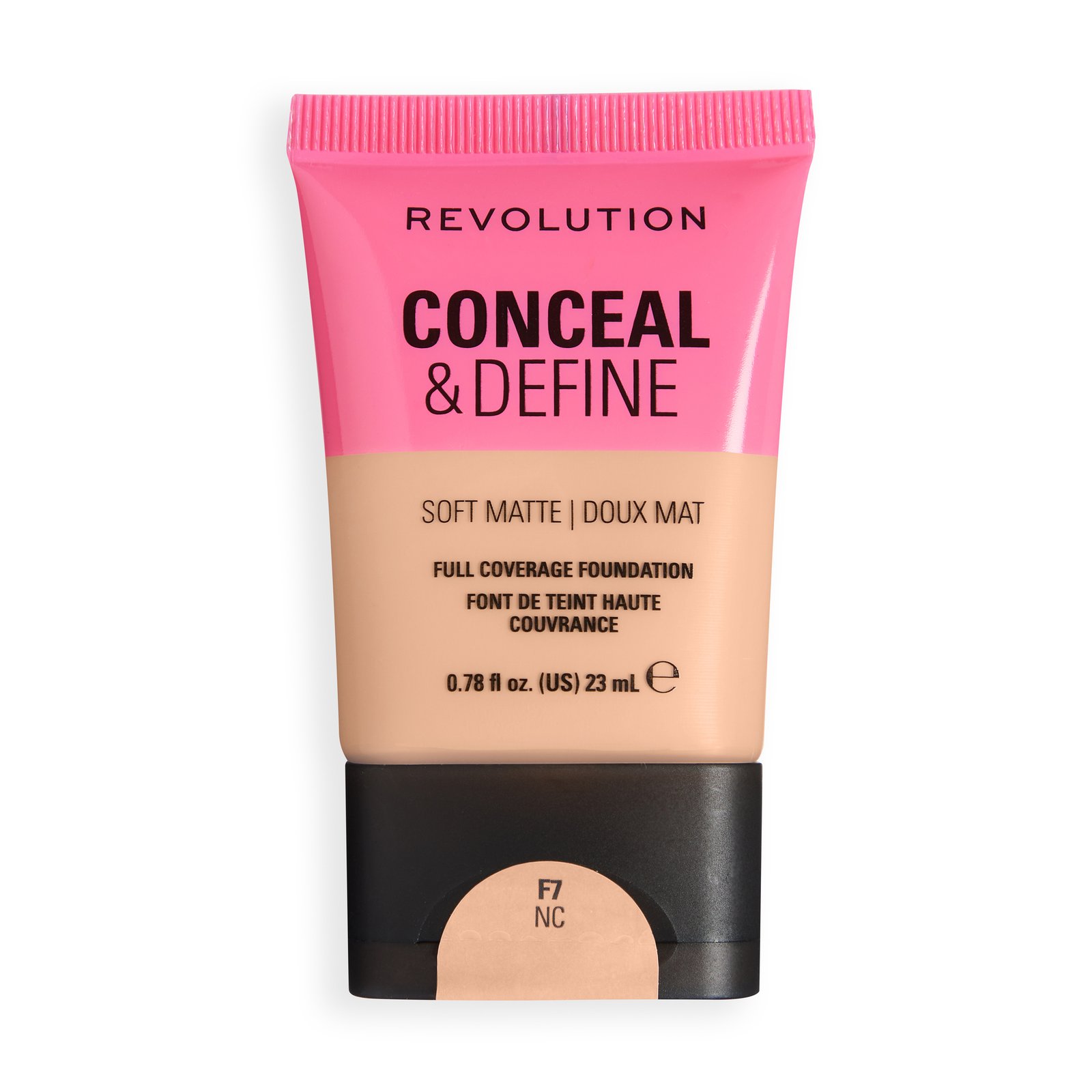 Revolution Conceal and Define Soft Matte Tube Foundation F7NC, 23 ml
