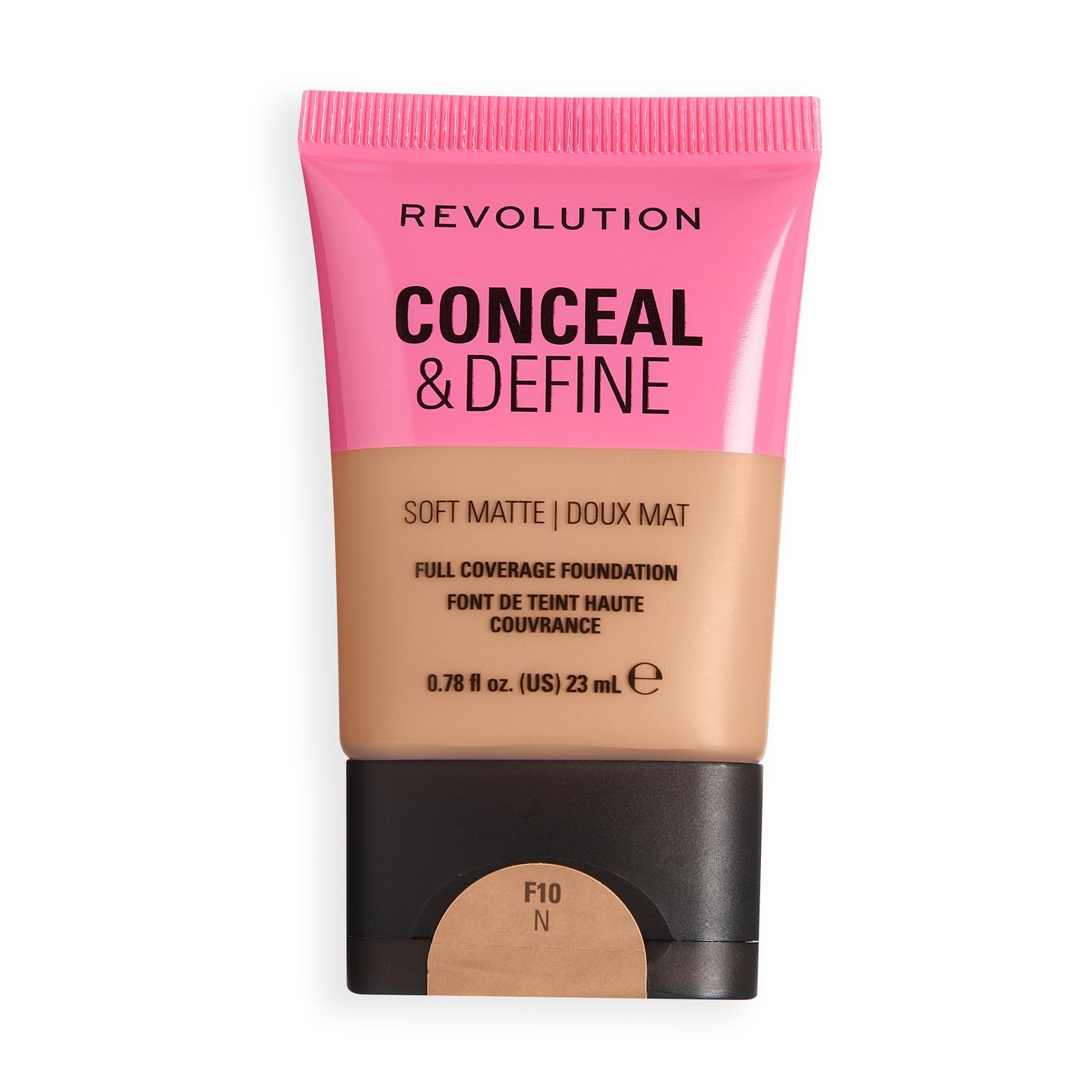 Revolution Conceal and Define Soft Matte Tube Foundation F10N, 23 ml