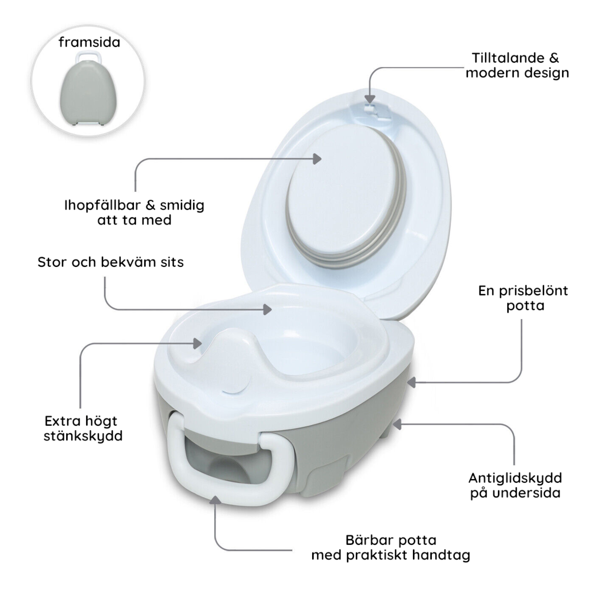 My Carry Potty Bärbar Potta Pastellgrå 1 st