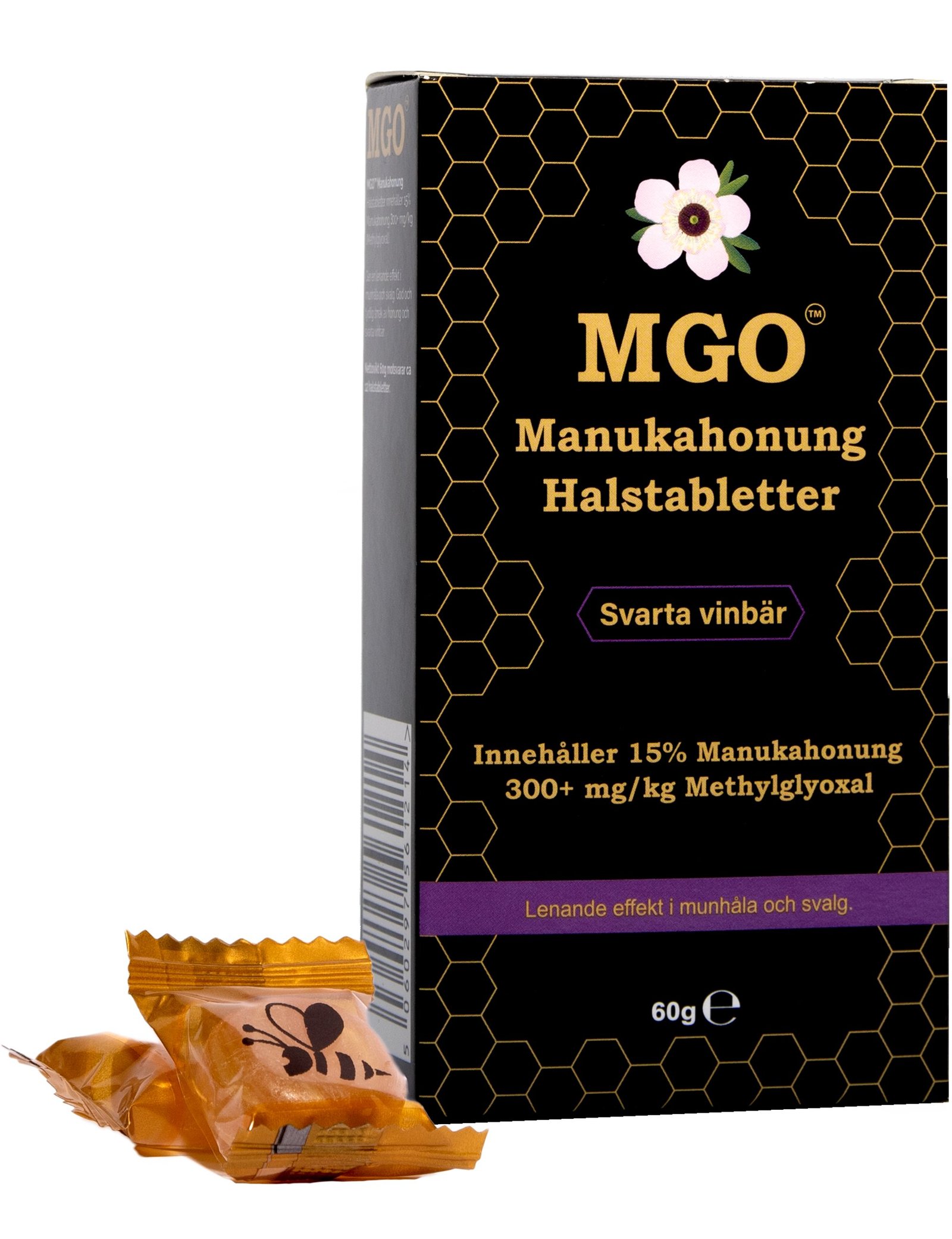 MGO Manukahonung Halstabletter Svarta vinbär 300+ 60g