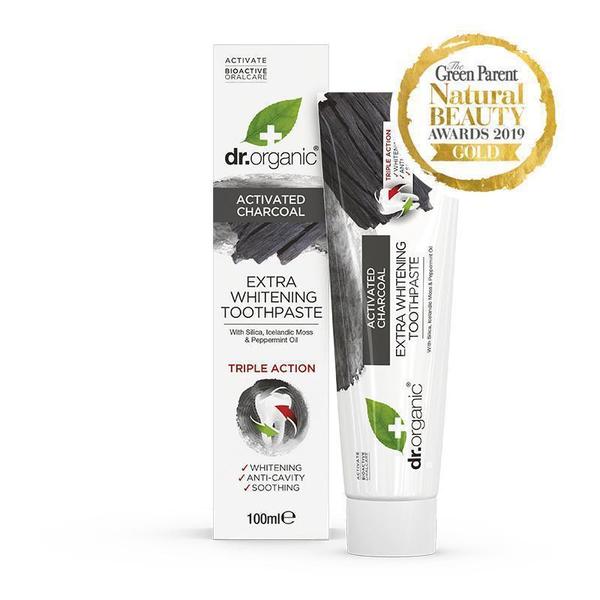 Dr Organic Aktivt Kol Extra Whitening Fluor Tandkräm 100 ml