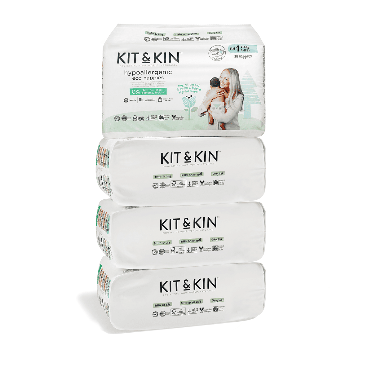 Kit & Kin Ekologiska Blöjor Stl 1: 2-5 kg 38 st