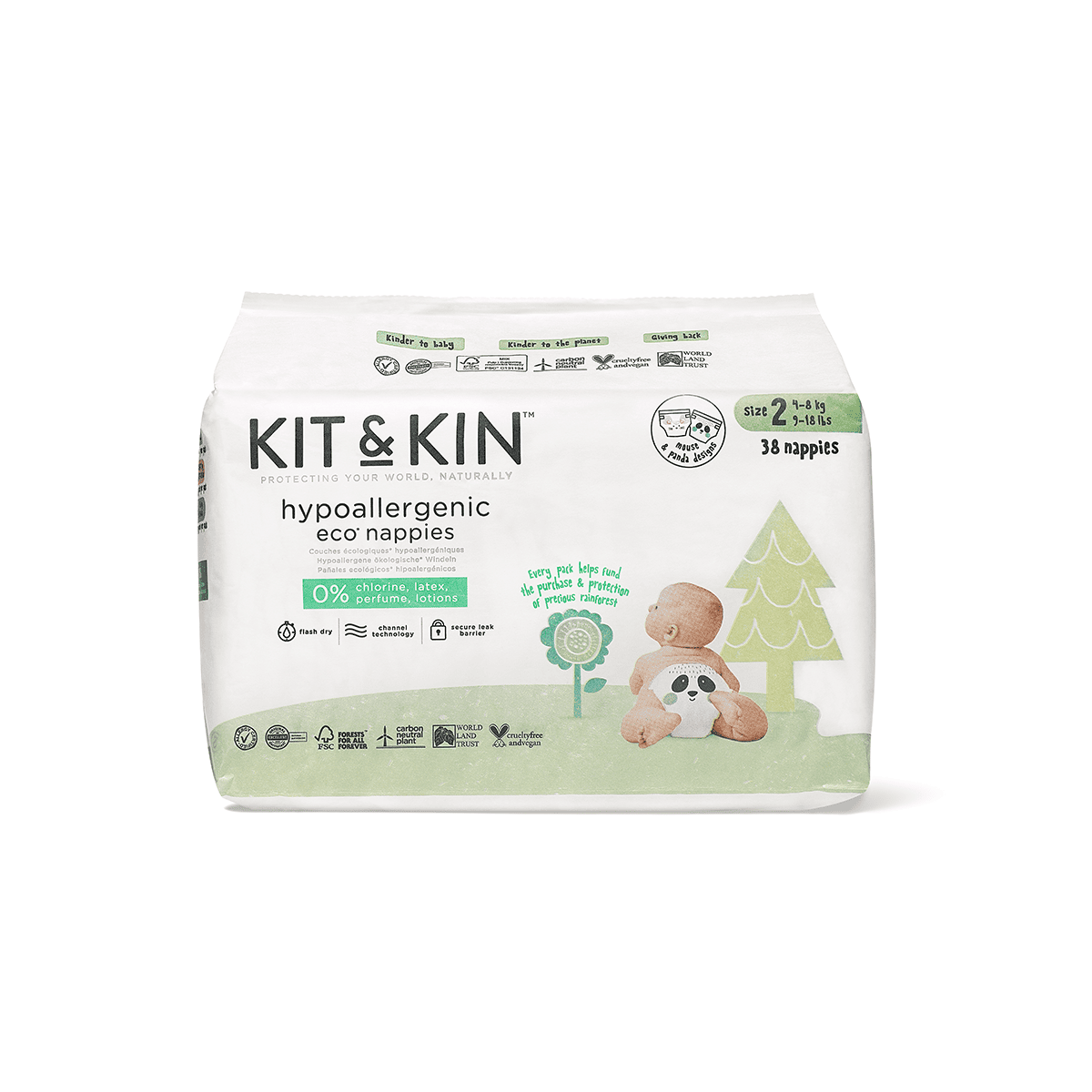 Kit & Kin Ekologiska Blöjor Stl 2: 4-8 kg 38 st
