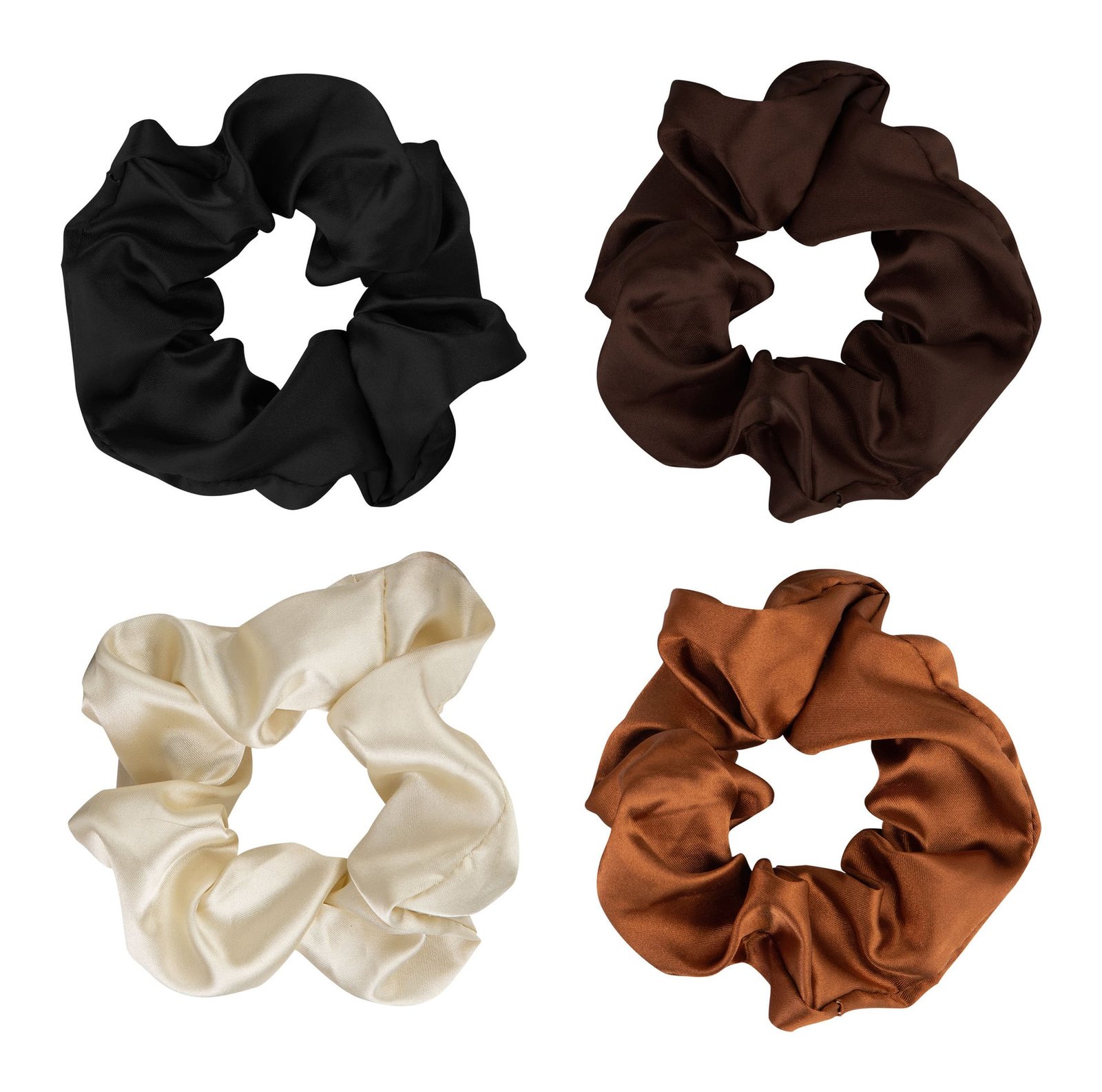 Brushworks Nude Satin Scrunchies 4 st