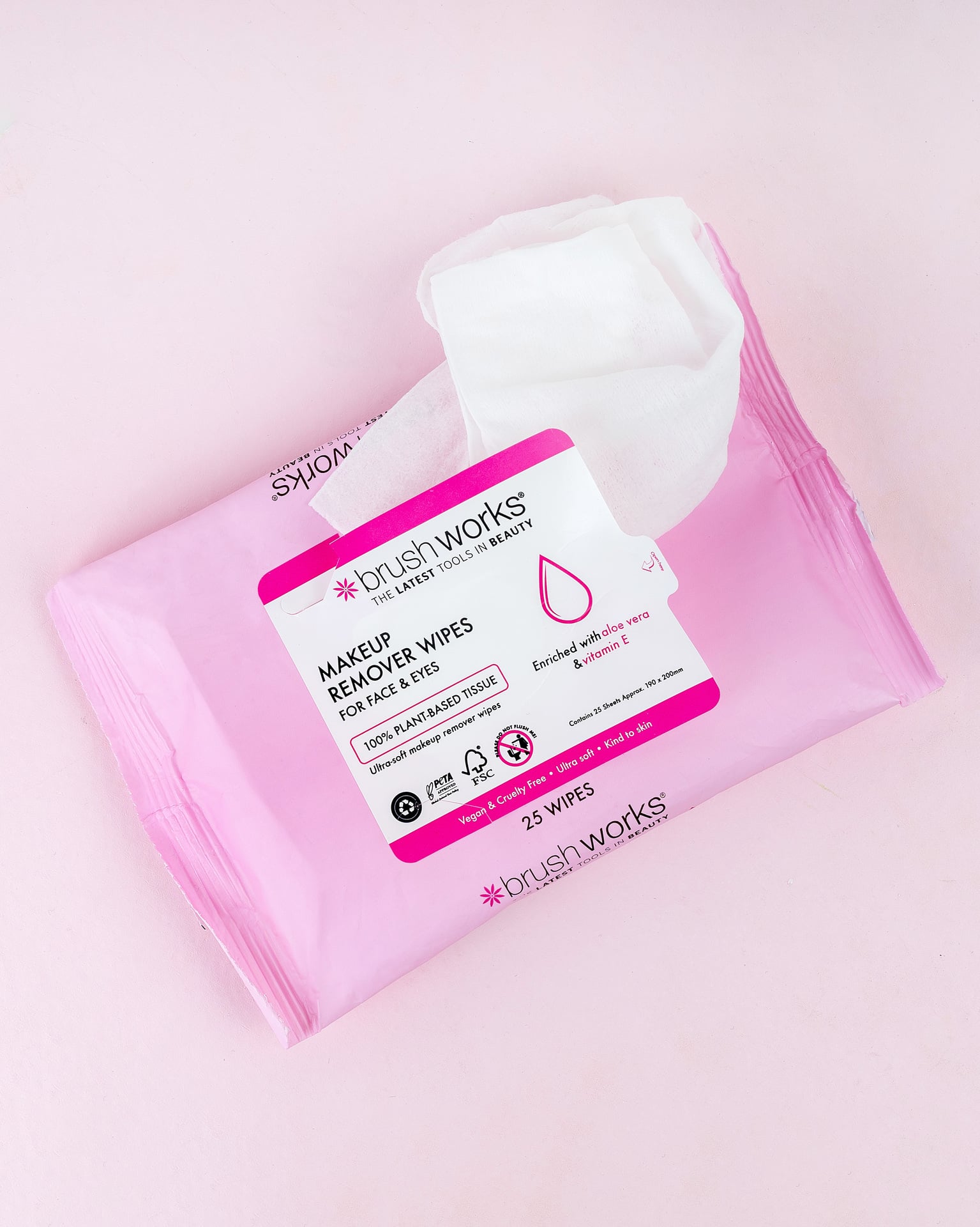 Brushworks Makeup Remover Wipes - 25 Sheets