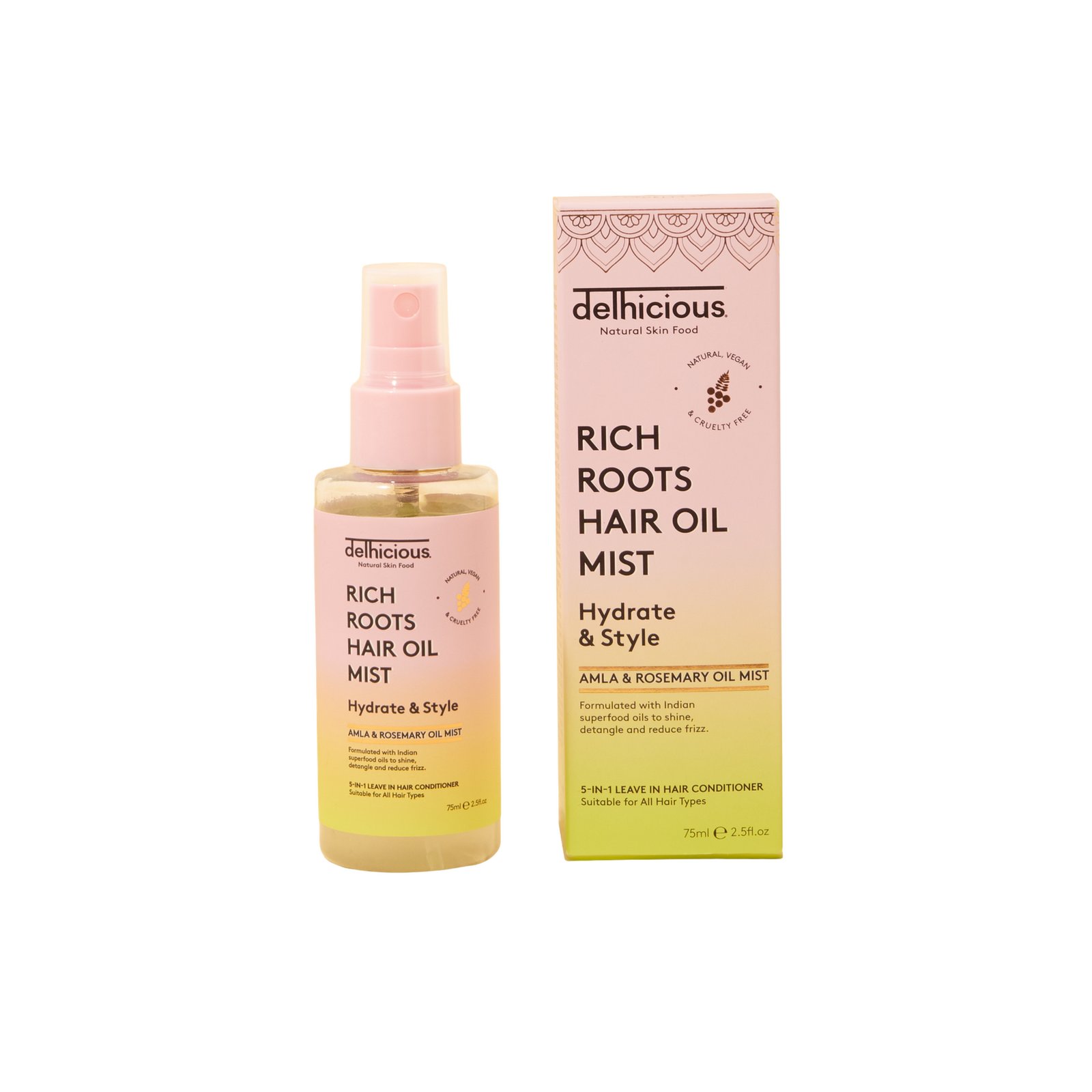 Delhicious Rich Roots 5-in-1 Hair Oil Mist Leave In Conditioner 75 ml