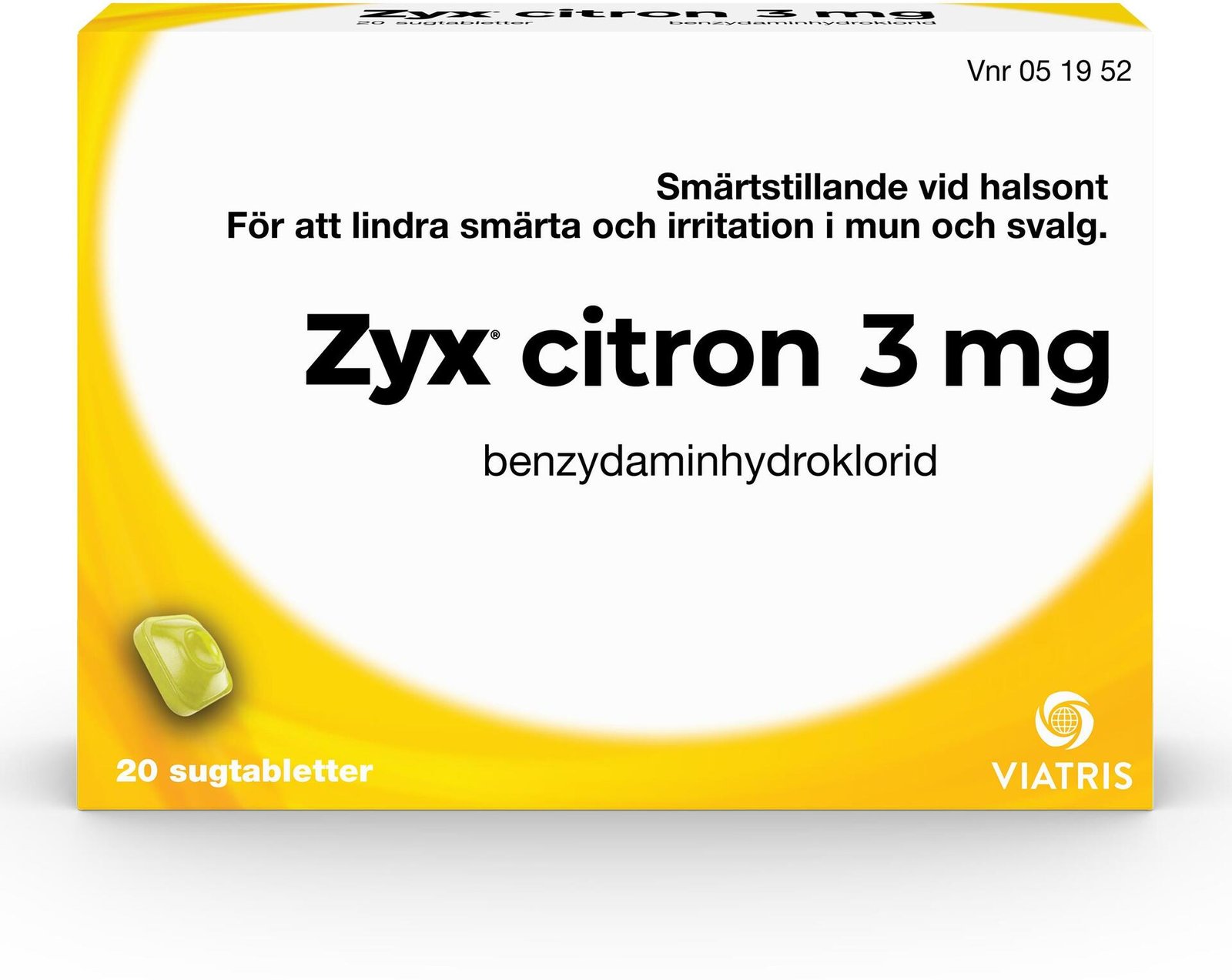 Zyx Citron 3mg 20 Sugtabletter