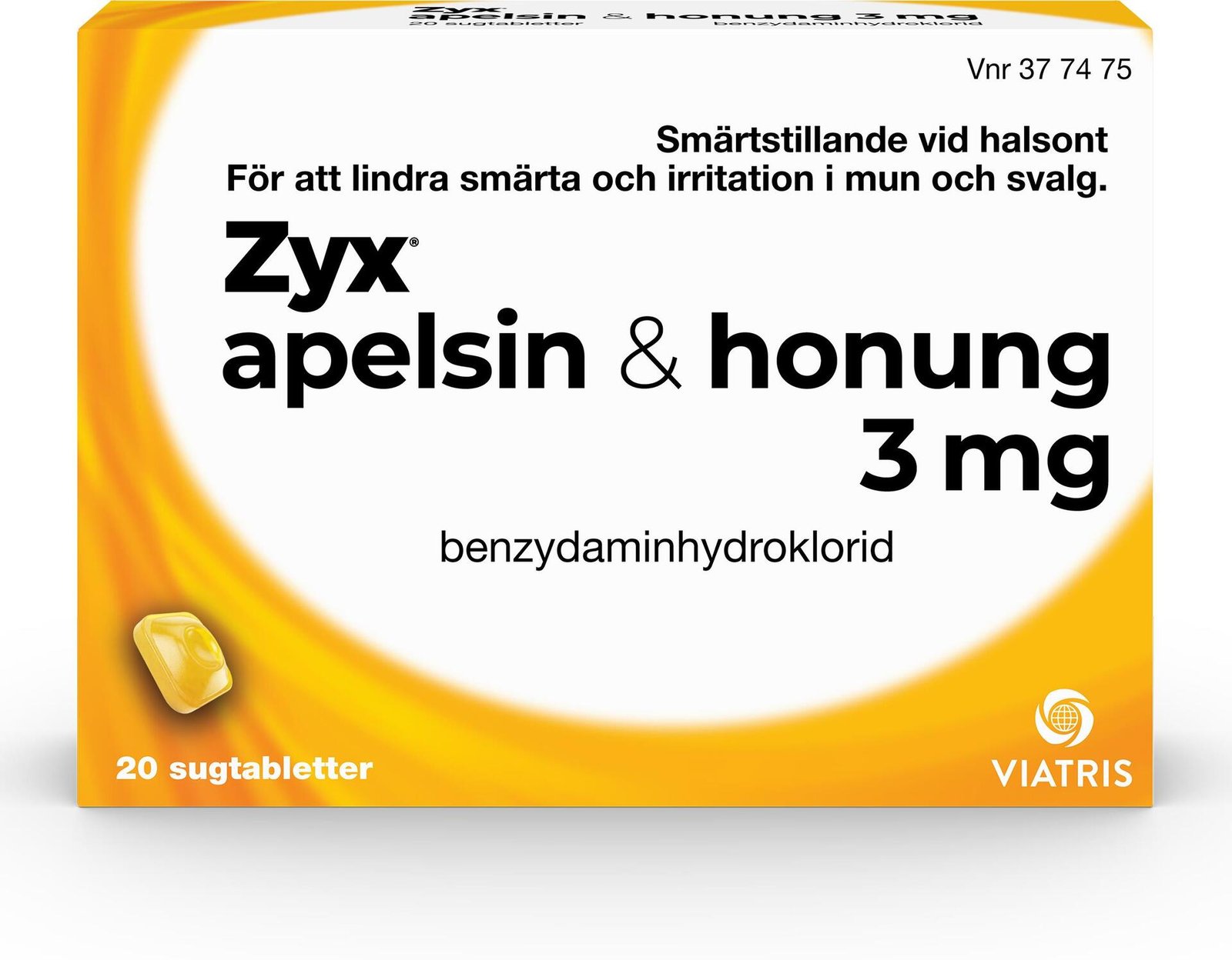 Zyx Apelsin/Honung 3mg 20 Sugtabletter